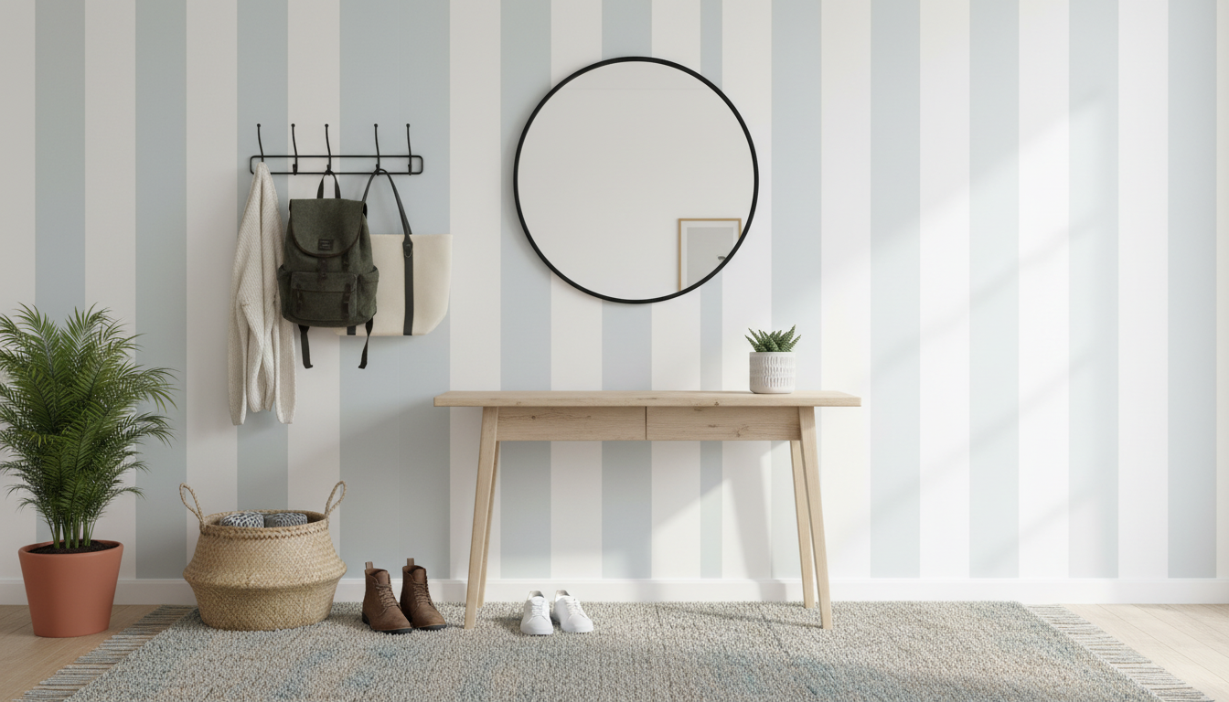 Big Stripes - Vit/Grå - Klassisk randig tapet i tidlös färgskala