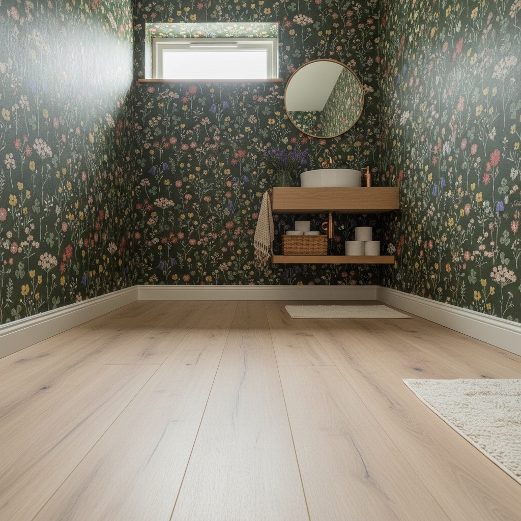 Sommaräng - Mossgrön – Naturlig tapet med vilda blommor i djupa gröna toner