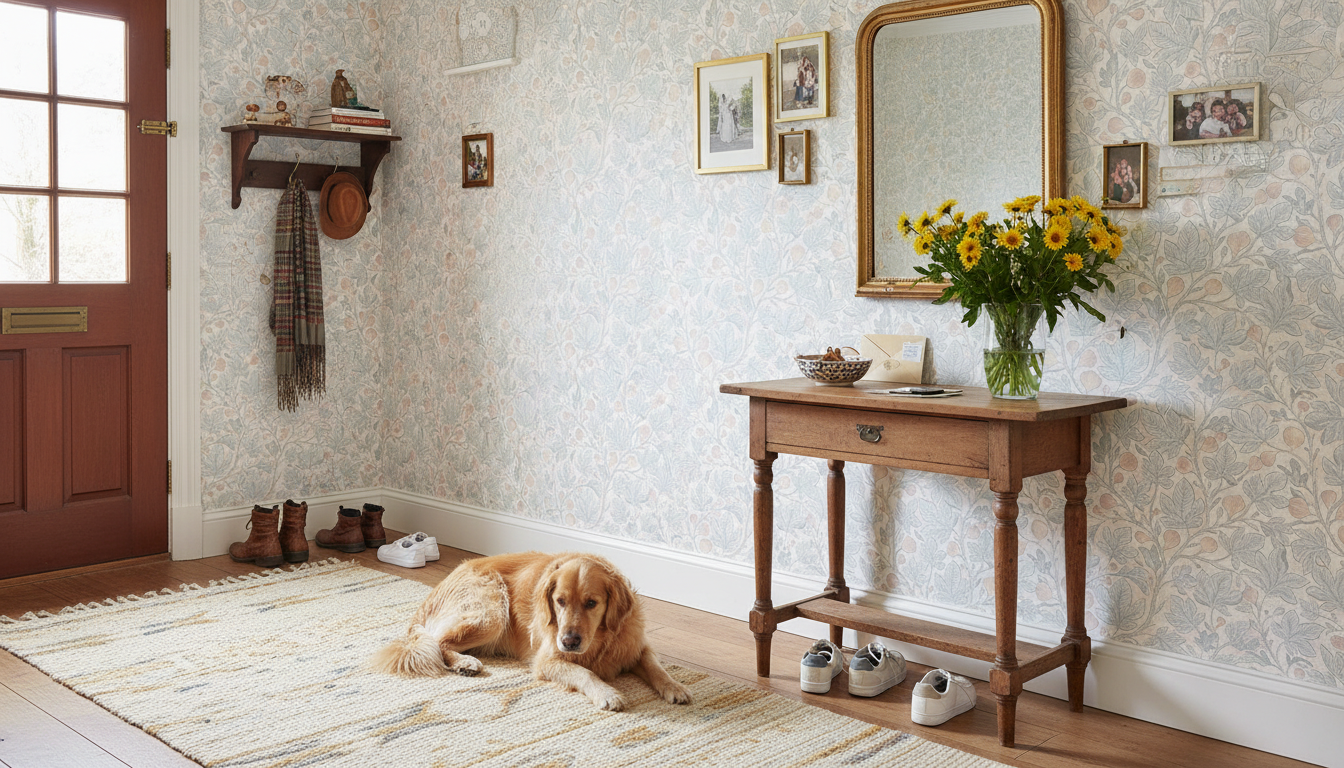 Fig Tree - Silver - Elegant tapet med fikonträd i silvertoner