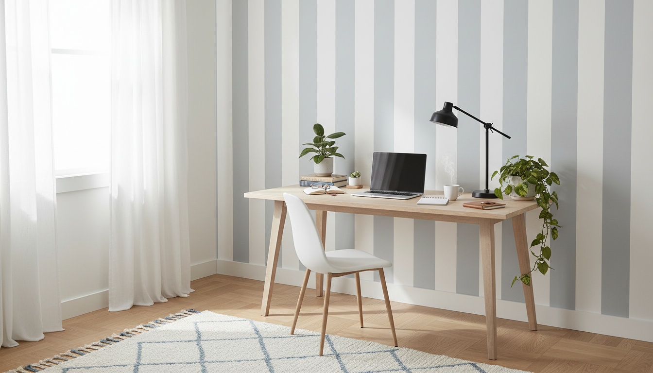 Big Stripes - Vit/Ljusgrå - Klassisk randig tapet för moderna hem