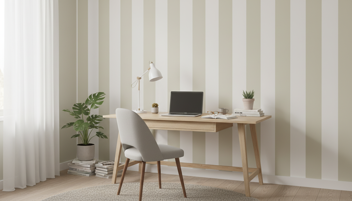 Big Stripes - Vit/Stockholmsvit - Klassisk randig tapet i vitt