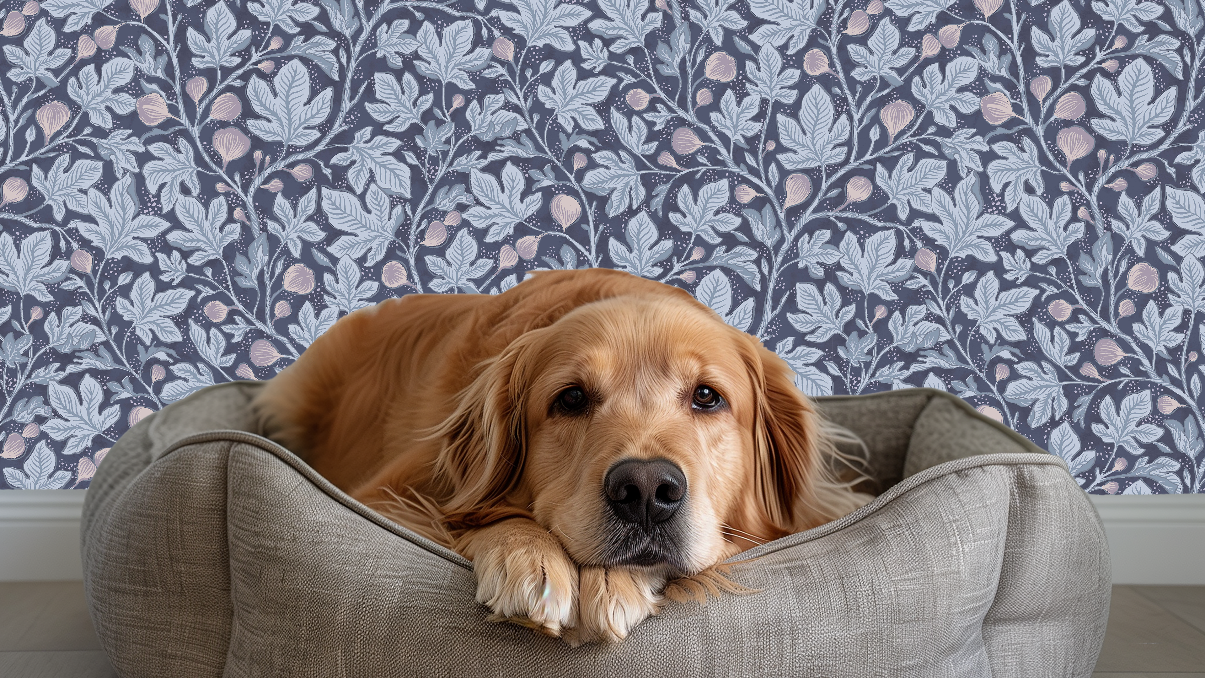 Fig Tree - Midnight - Elegant tapet med fikonträd i mörka toner