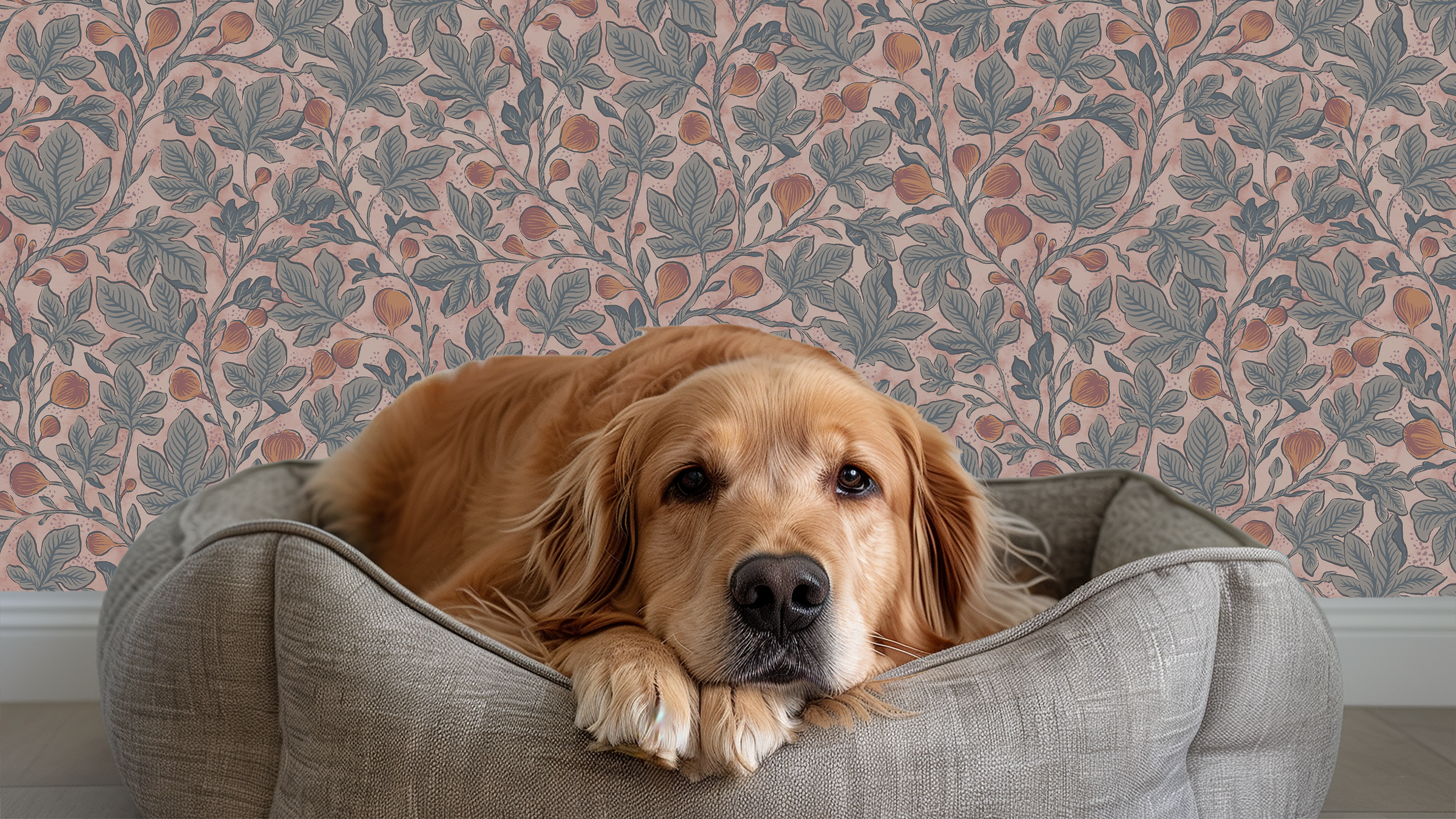 Fig Tree - Terra - Elegant botanisk tapet med handmålade fikonblad