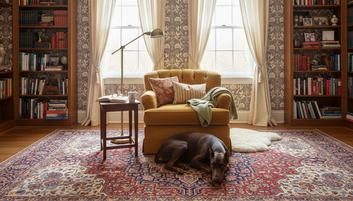 Isabelle - Röd - Klassisk tapet med damastmönster i röda toner