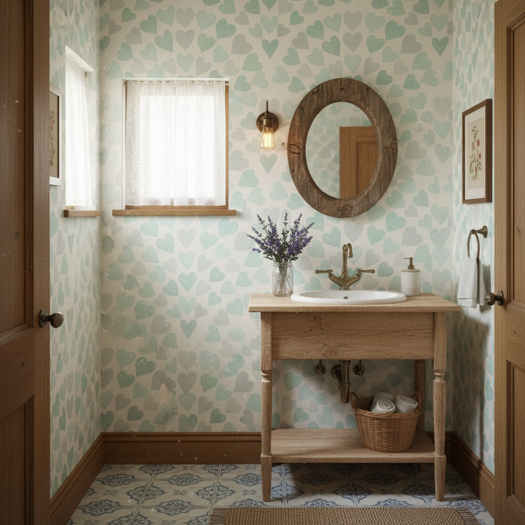 Reval Wallpaper Scallop Hearts - Aqua - Fräsch tapet med hjärtmotiv i turkosa toner – högkvalitativ tapet för en personlig...