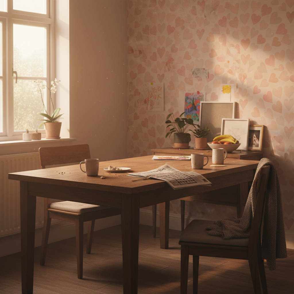 Scallop Hearts - Terracotta - Varm tapet med hjärtmotiv i terracotta-toner