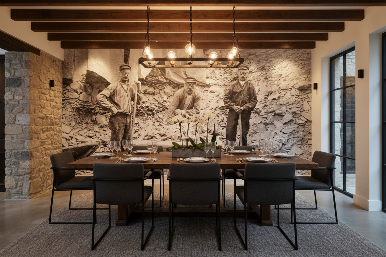 Stenhuggeri – Historiskt fototapet med autentisk hantverksanda