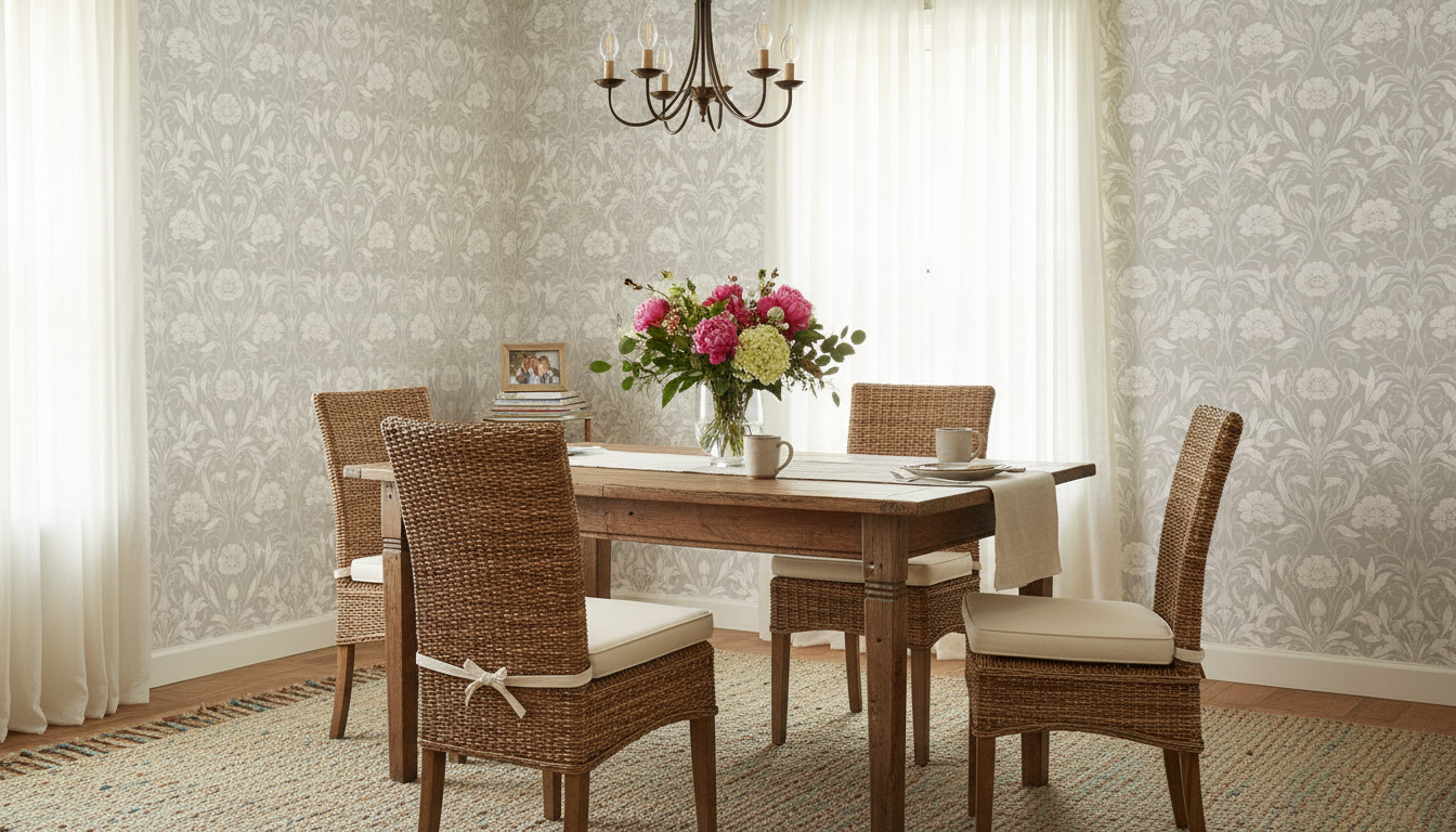 Isabelle - Grå - Klassisk tapet med damastmönster i grå toner