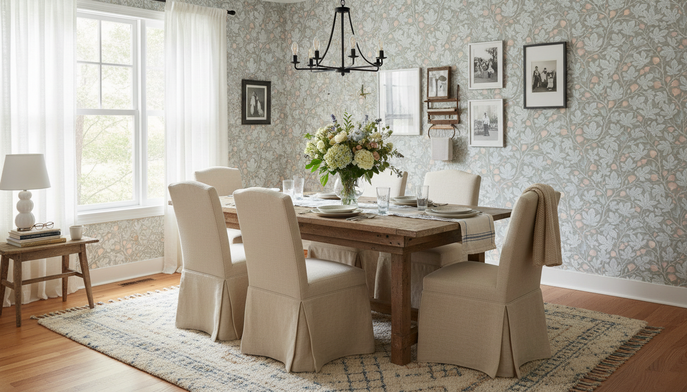 Fig Tree - Dim Green - Elegant tapet med fikonträd i gröna toner