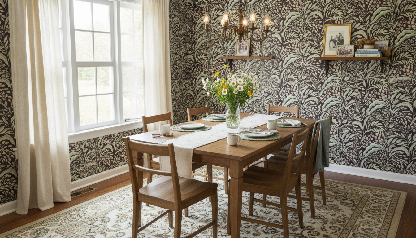 Growing Garden - Dark Colorway - Tapet med kvistar och blad i mörka toner