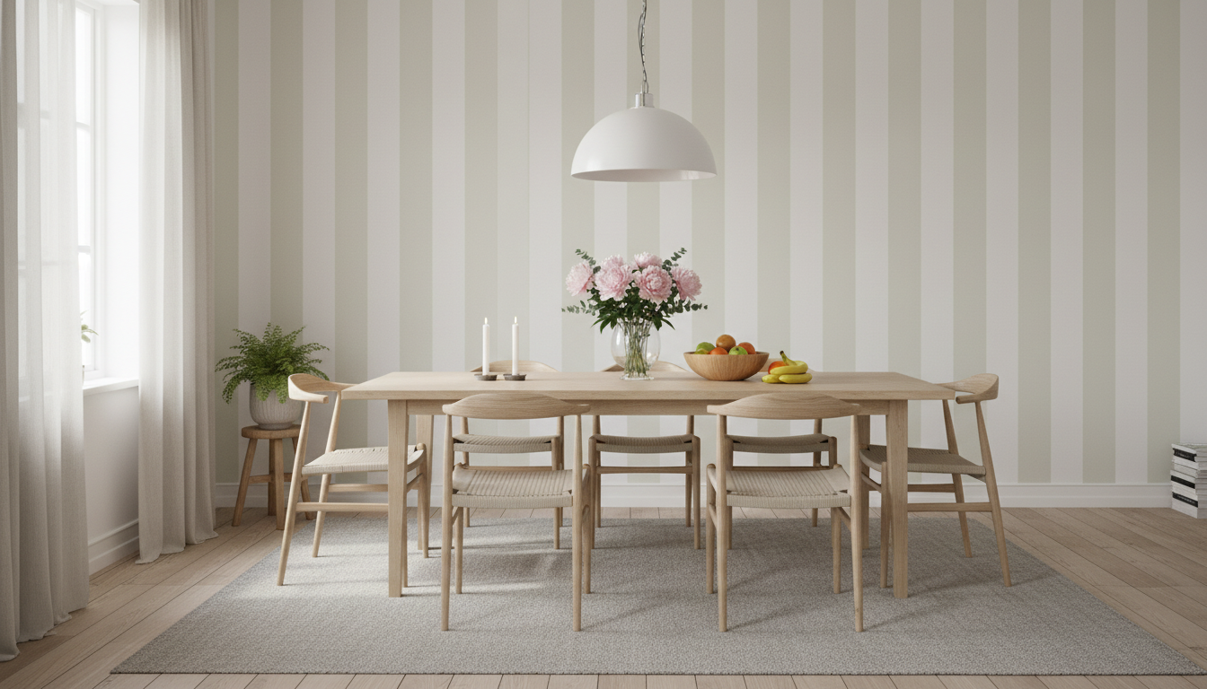 Big Stripes - Vit/Stockholmsvit - Klassisk randig tapet i vitt