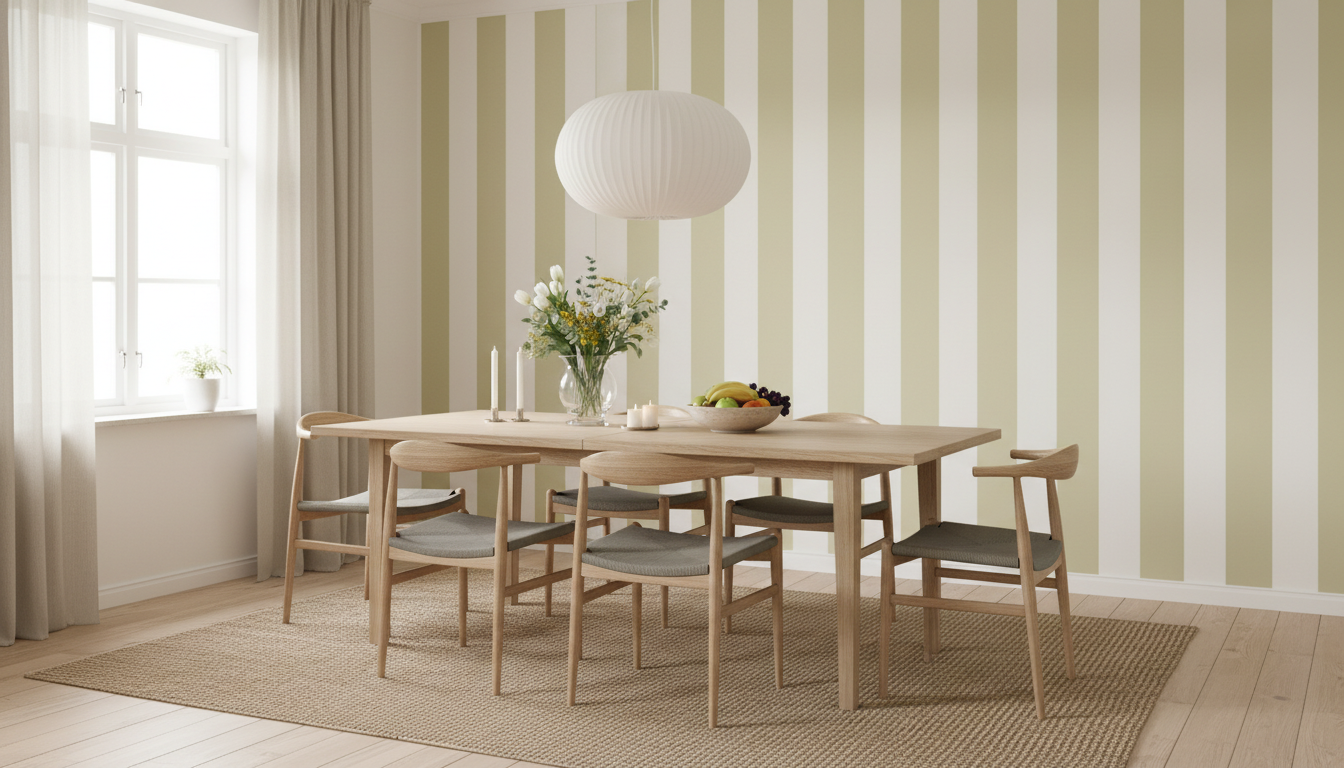 Big Stripes - Vit/Beige - Klassisk randig tapet i varma toner