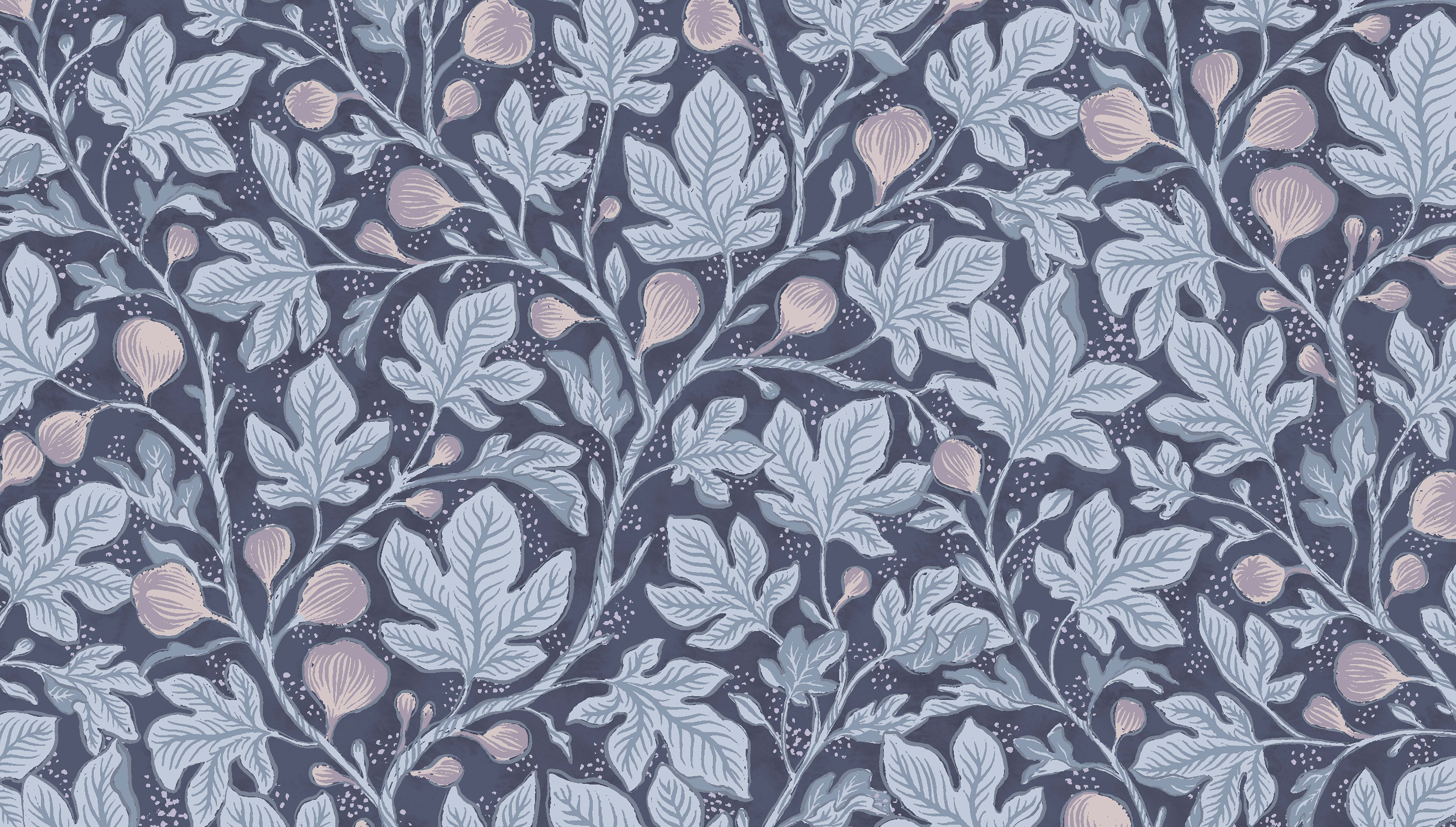 Fig Tree - Midnight - Elegant tapet med fikonträd i mörka toner