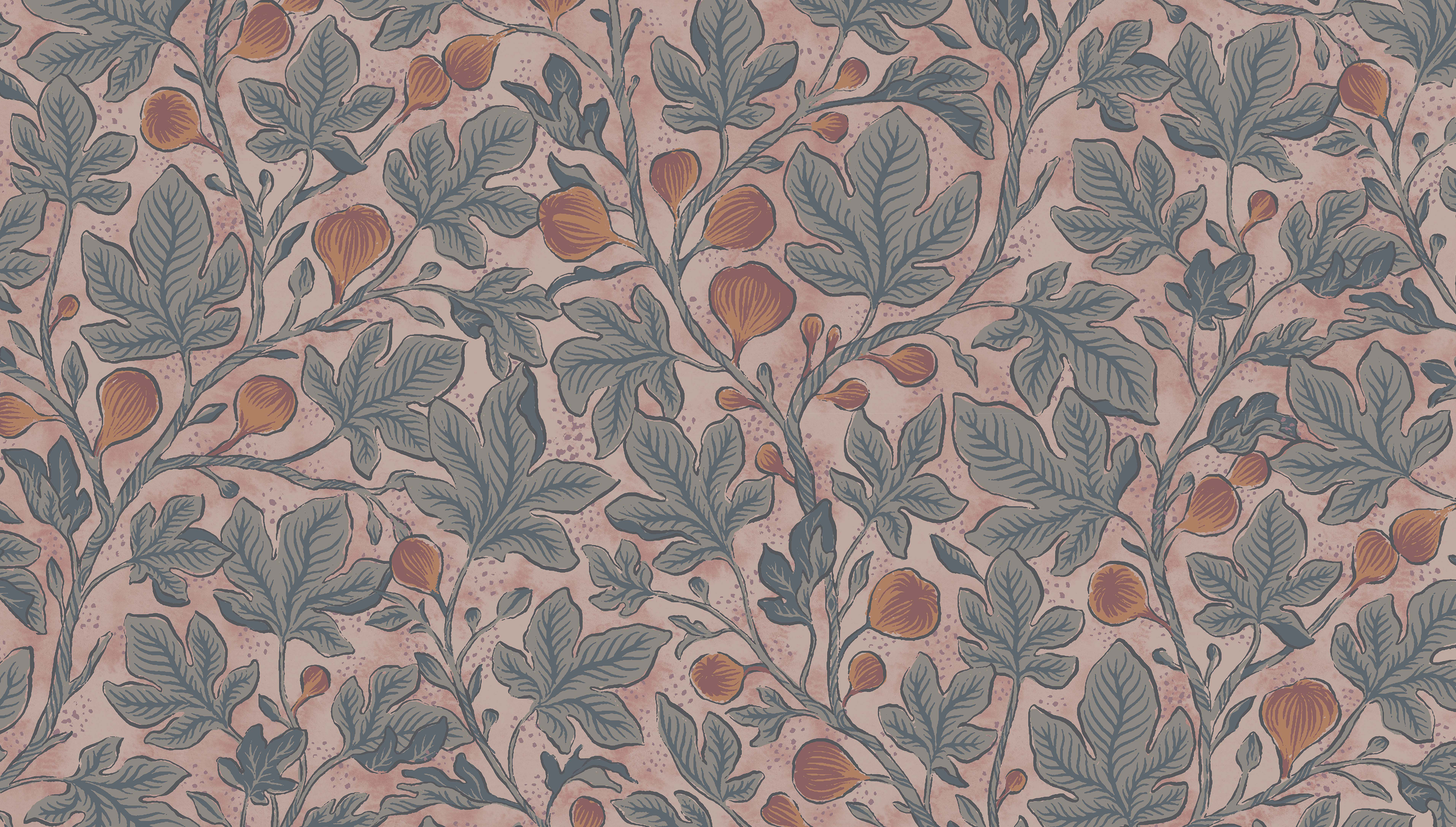 Fig Tree - Terra - Elegant botanisk tapet med handmålade fikonblad