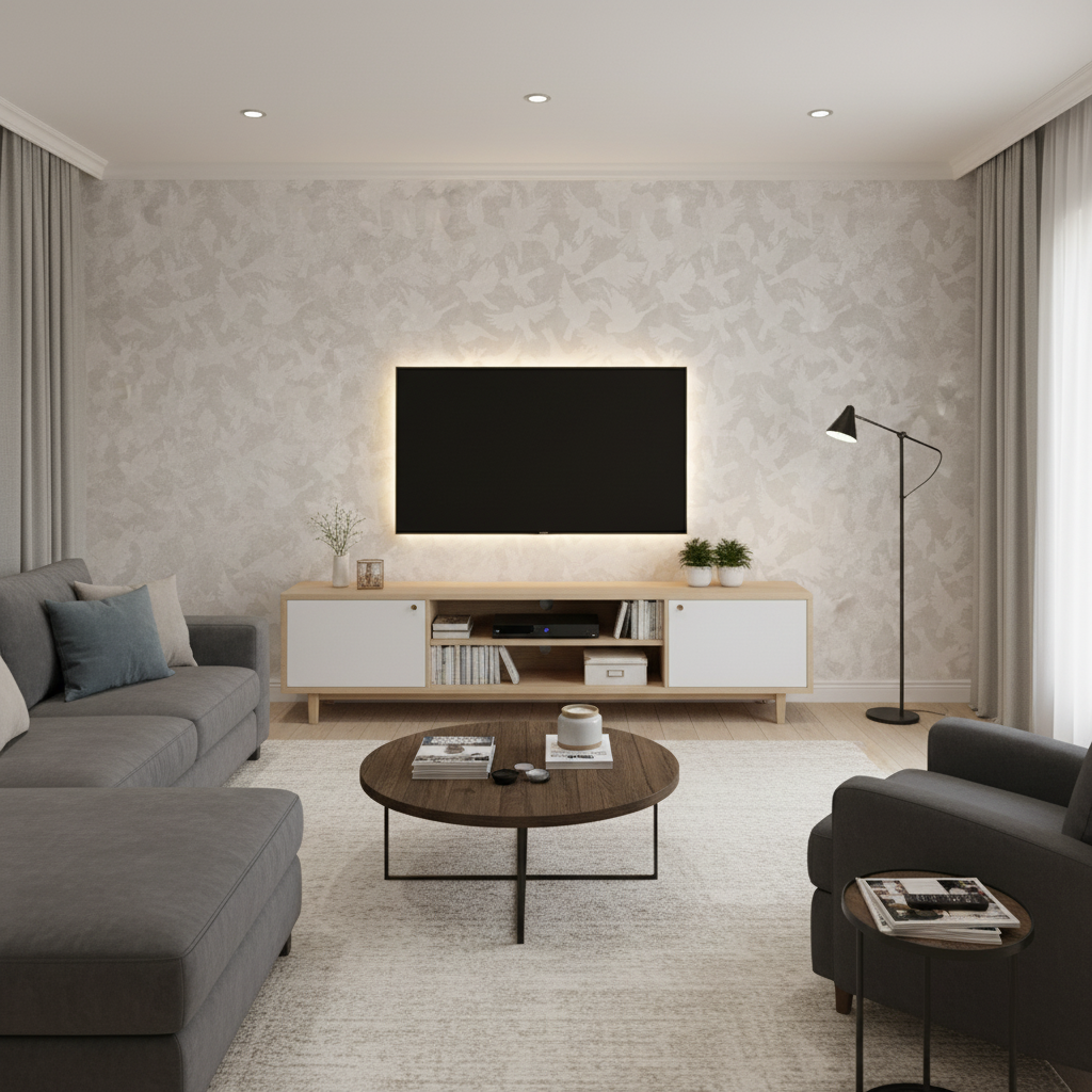 Fåglar - Grey - Elegant grå tapet med fågelmotiv i skandinavisk design