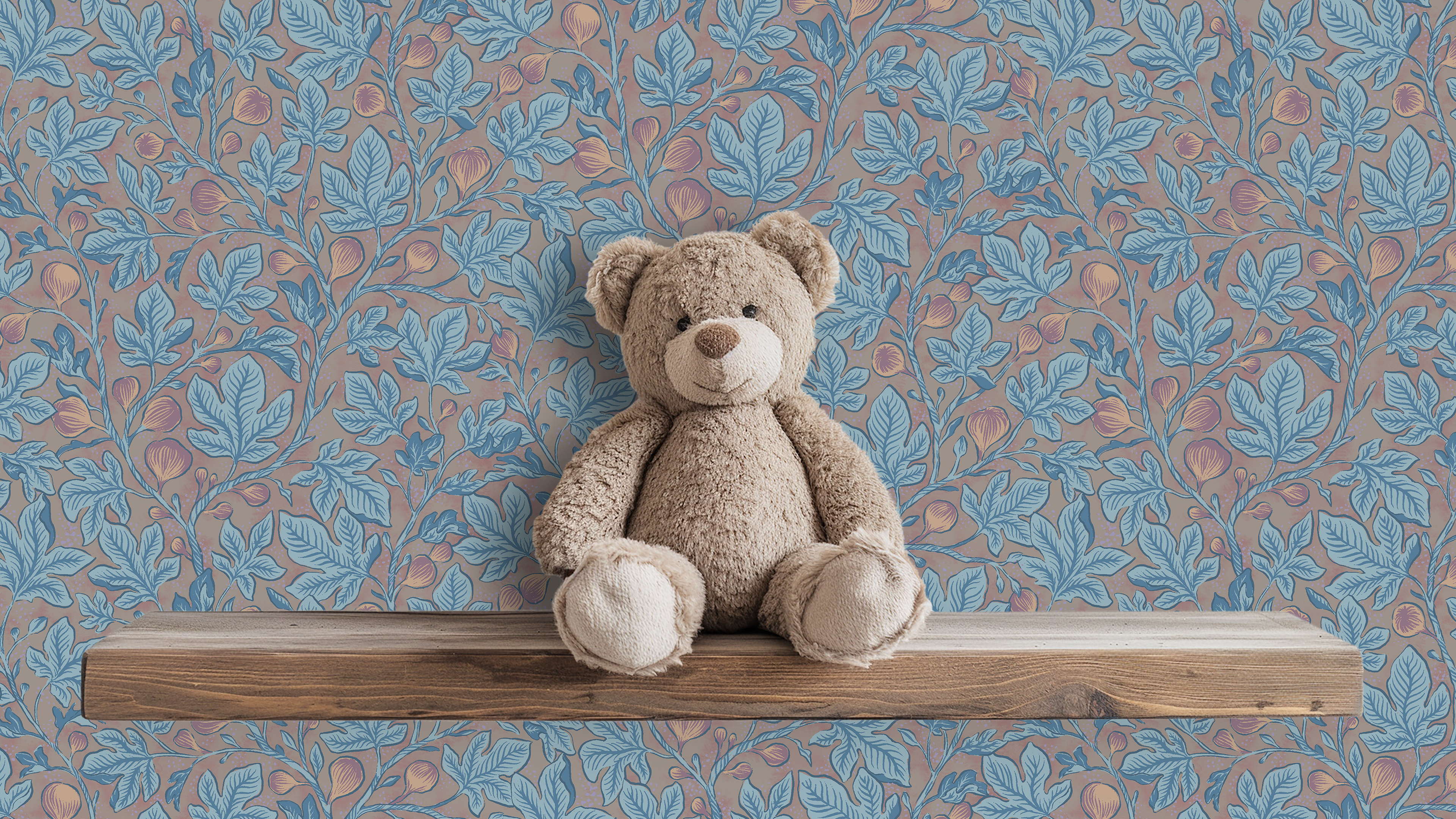 Fig Tree - Glow – Handmålad botanisk tapet med fikonträd