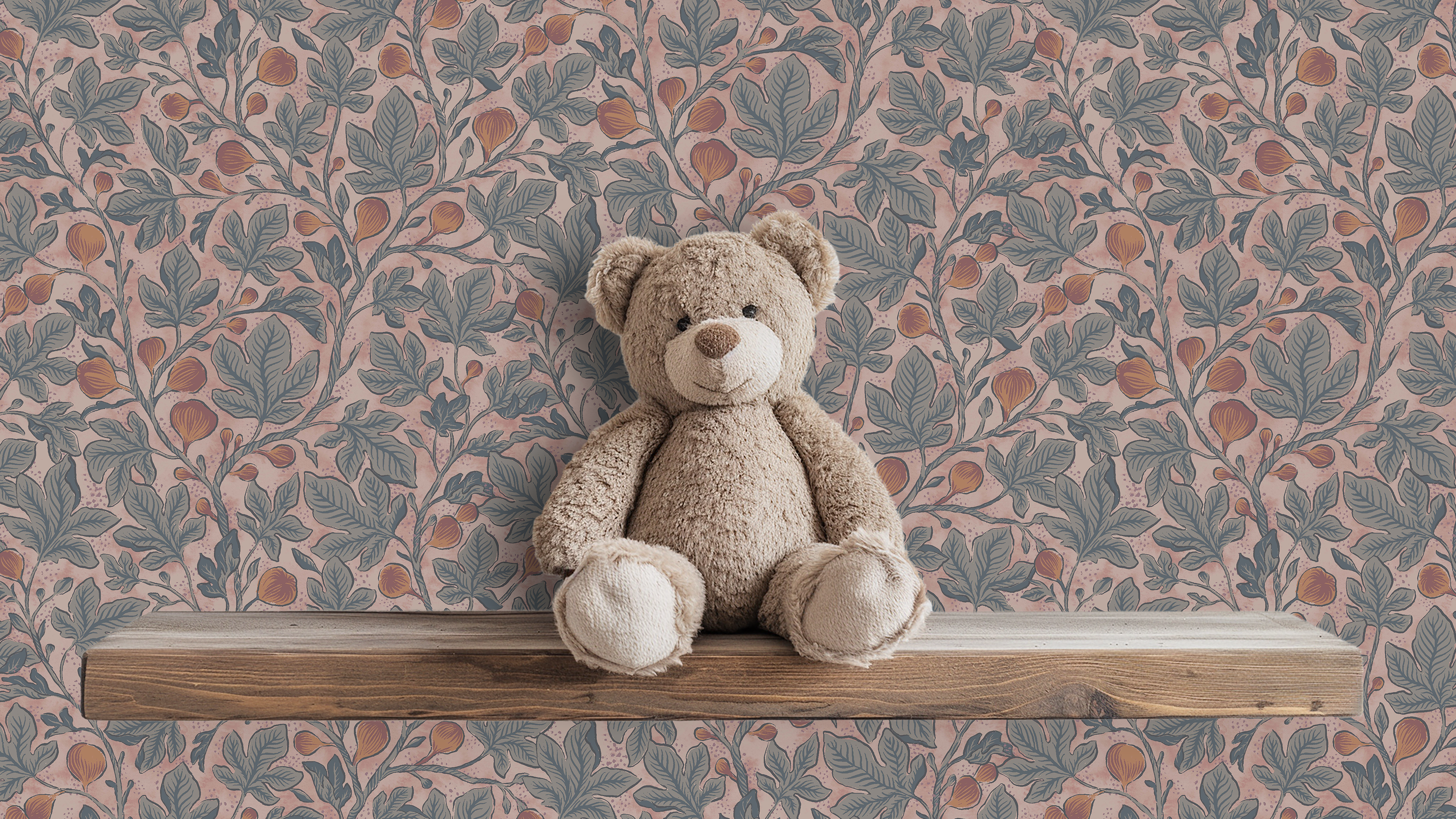 Fig Tree - Terra - Elegant botanisk tapet med handmålade fikonblad