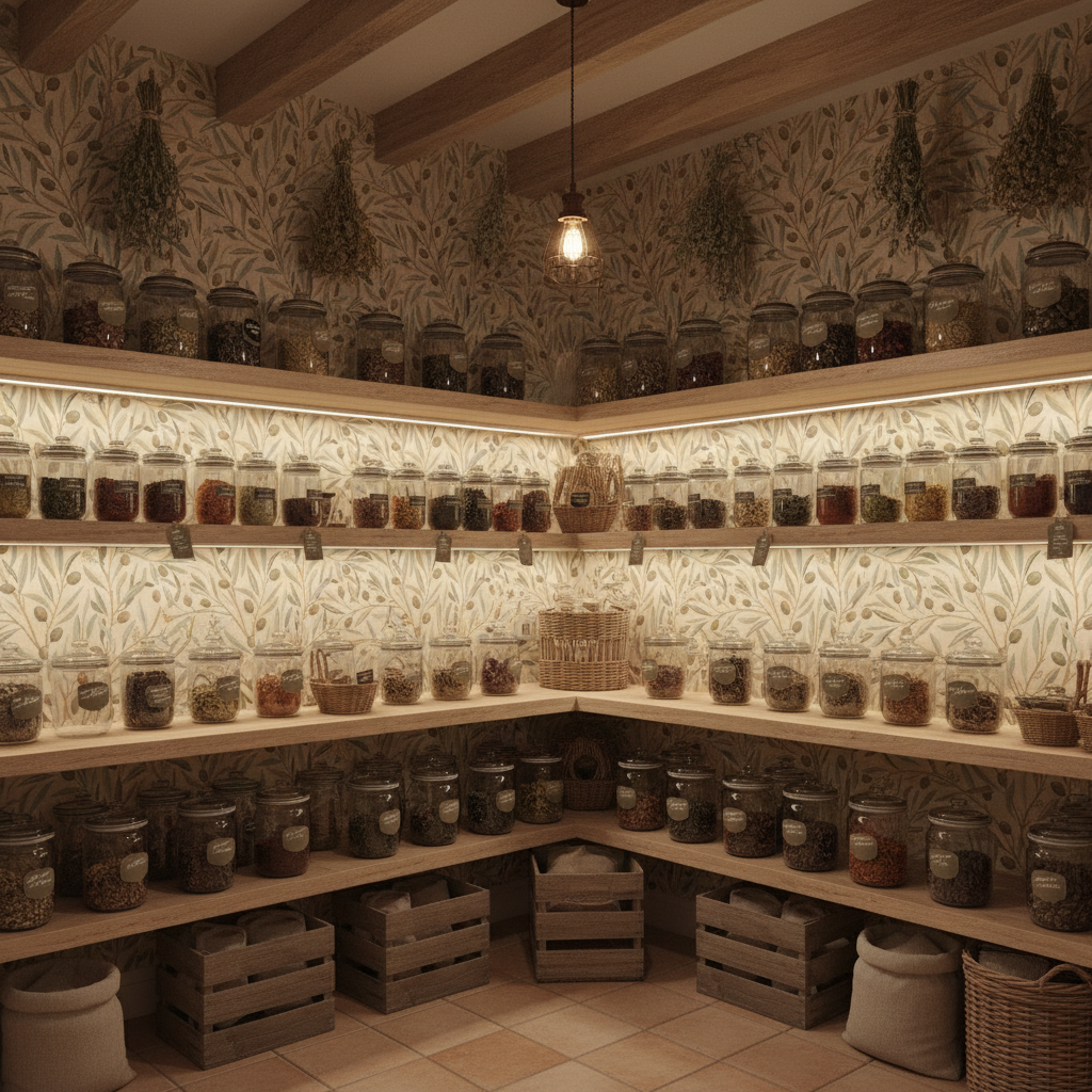Reval Wallpaper Olivia Half Drop - Terracotta - Elegant tapet med olivkvistar i medelhavsstil – högkvalitativ tapet för en...
