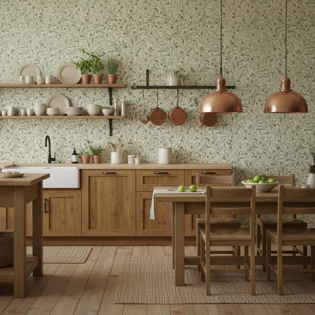 Olivia Half Drop - Green - Naturinspirerad tapet med olivkvistar i gröna toner