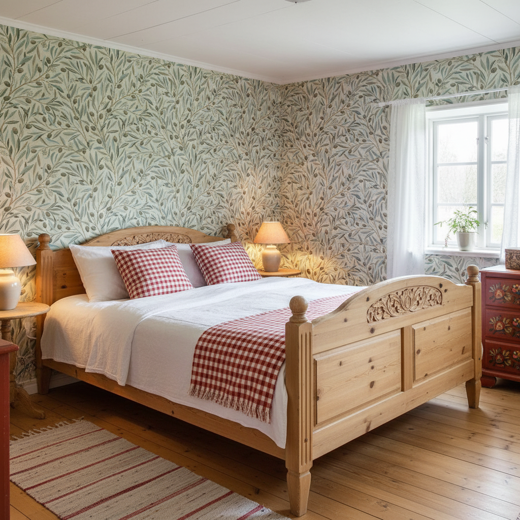 Reval Wallpaper Olivia Half Drop - Green - Naturinspirerad tapet med olivkvistar i gröna toner – högkvalitativ tapet för e...