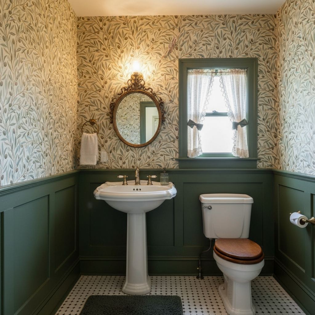 Reval Wallpaper Olivia Half Drop - Green - Naturinspirerad tapet med olivkvistar i gröna toner – högkvalitativ tapet för e...