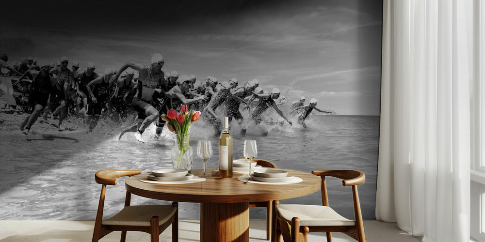 Go! - Fototapet med svartvit simstart