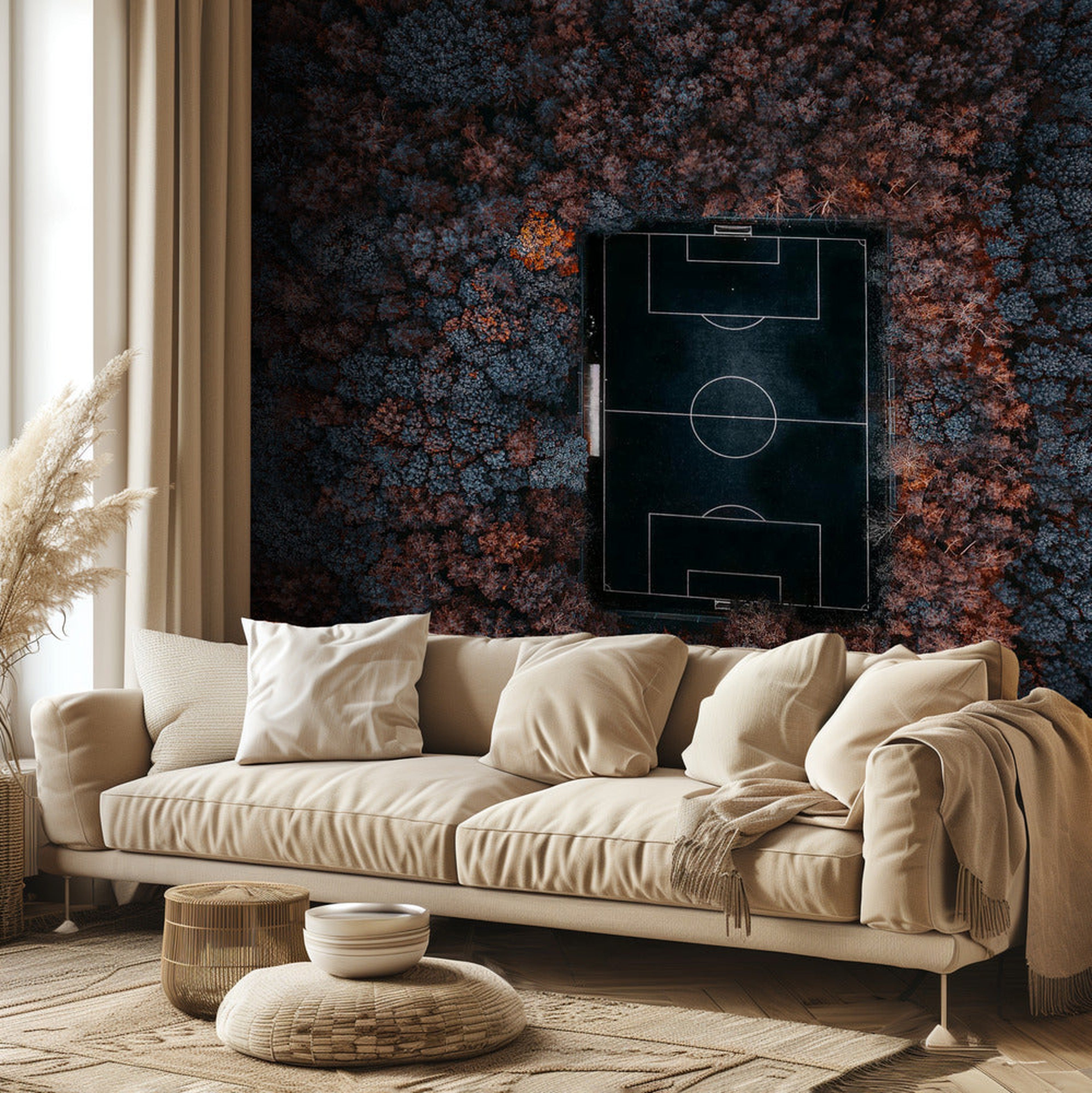 Playing in the forest - Flygfoto av fotbollsplan i skog