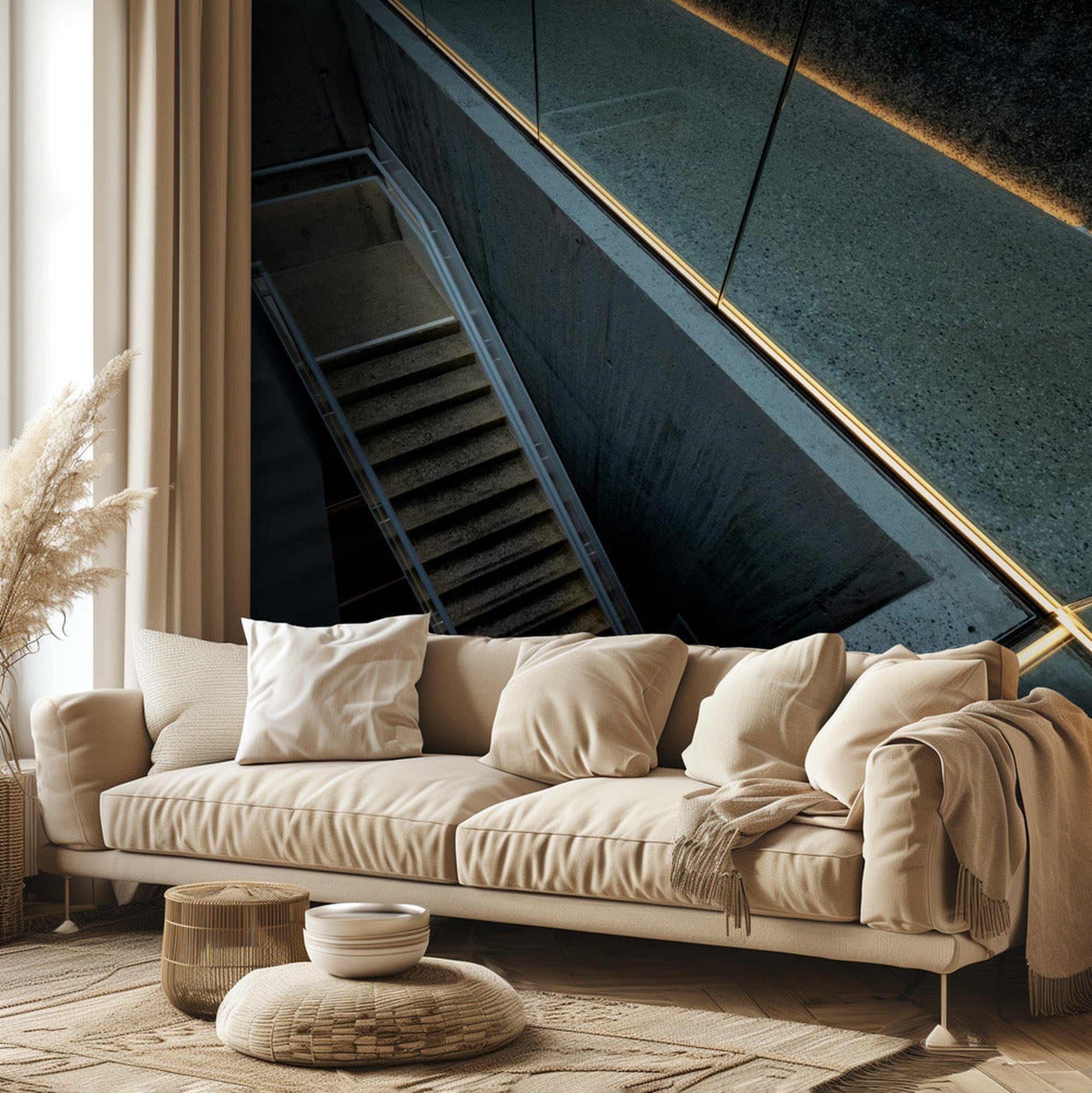 warm light in a cold staircase