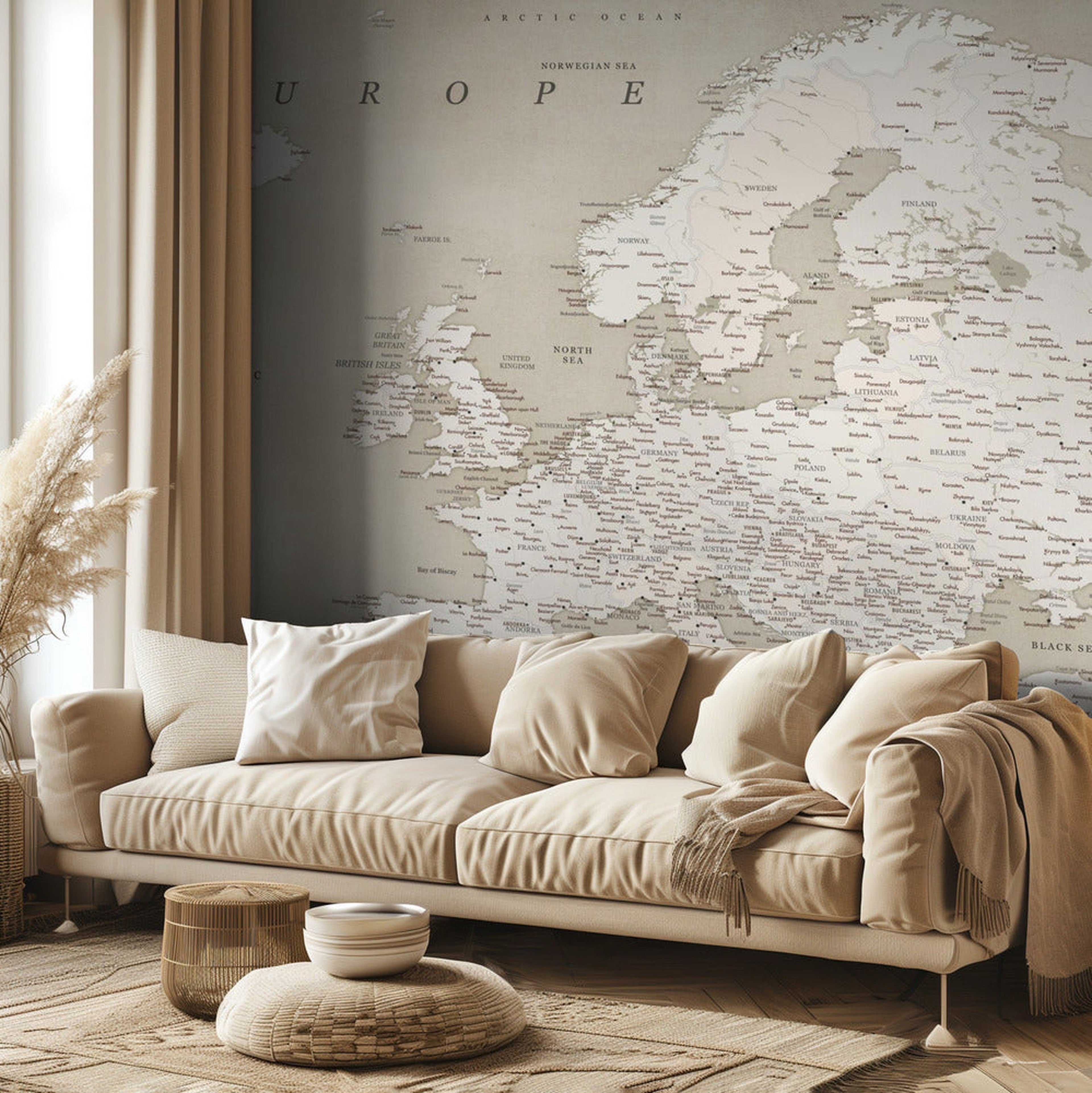 Vintage looking detailed map of Europe