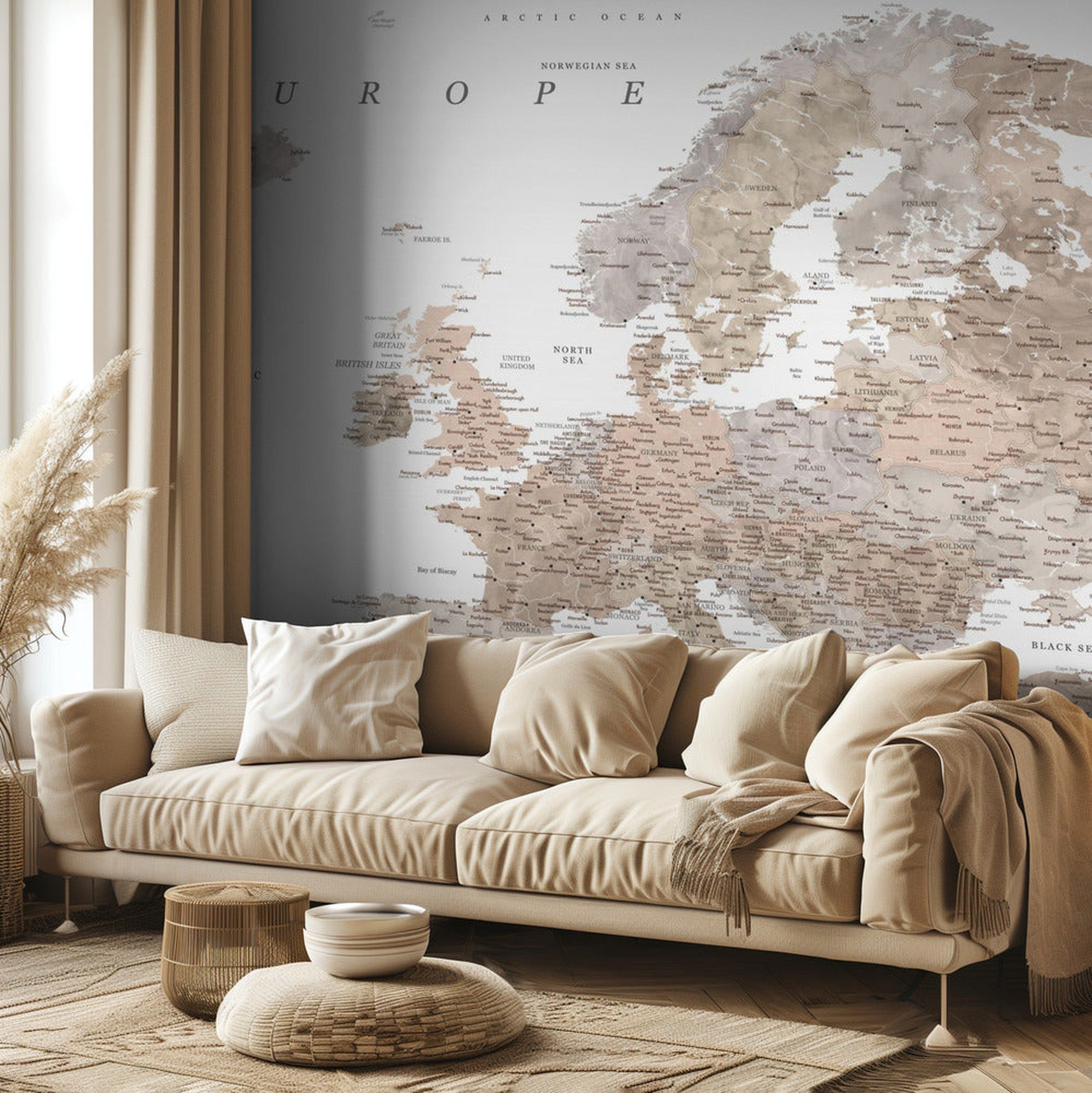 Taupe detailed map of Europe