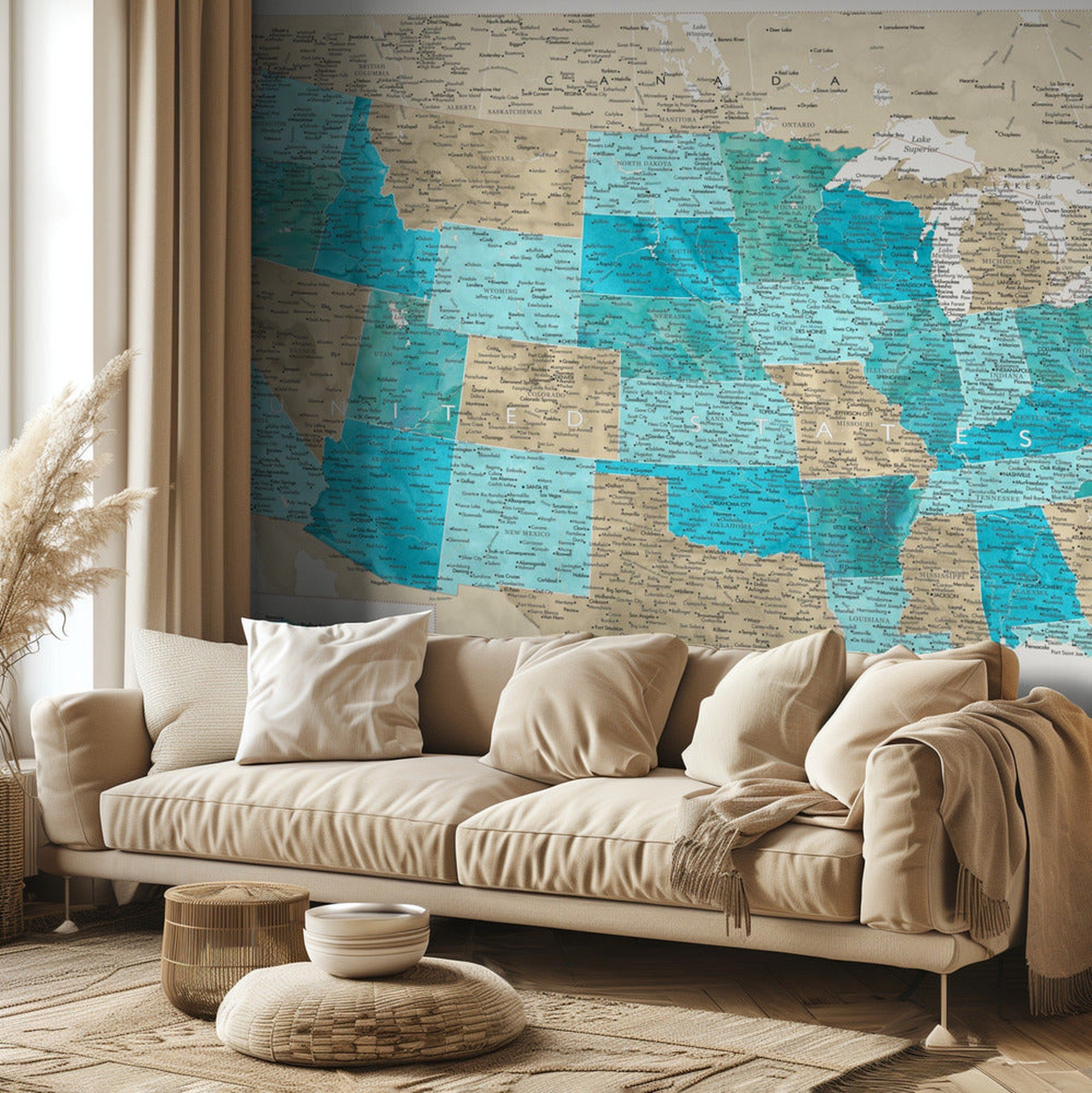 Highly detailed map of the United States, Uxia- detaljerad och elegant