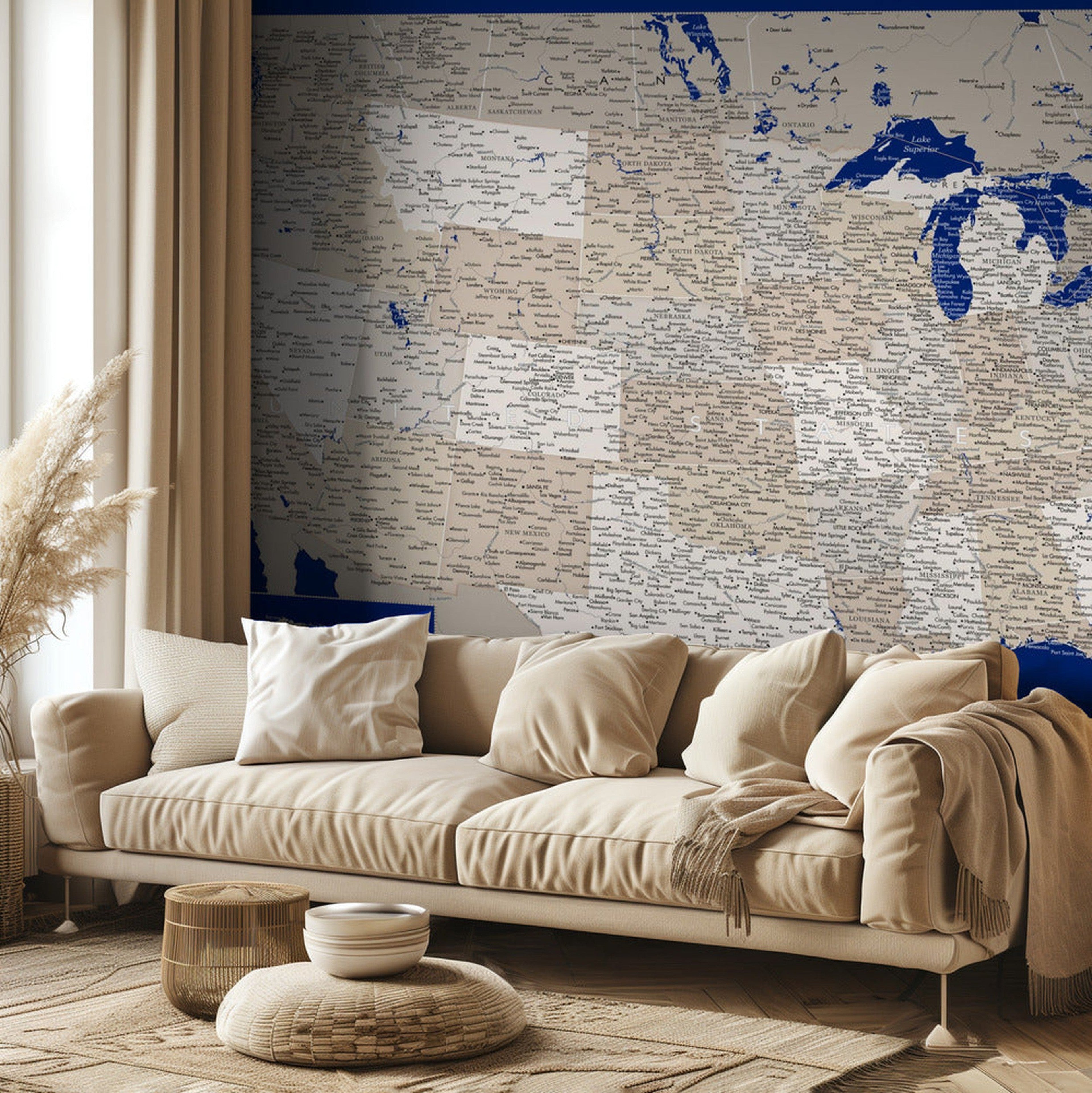 Highly detailed map of the United States, Kameryn - tidlöst elegant karta