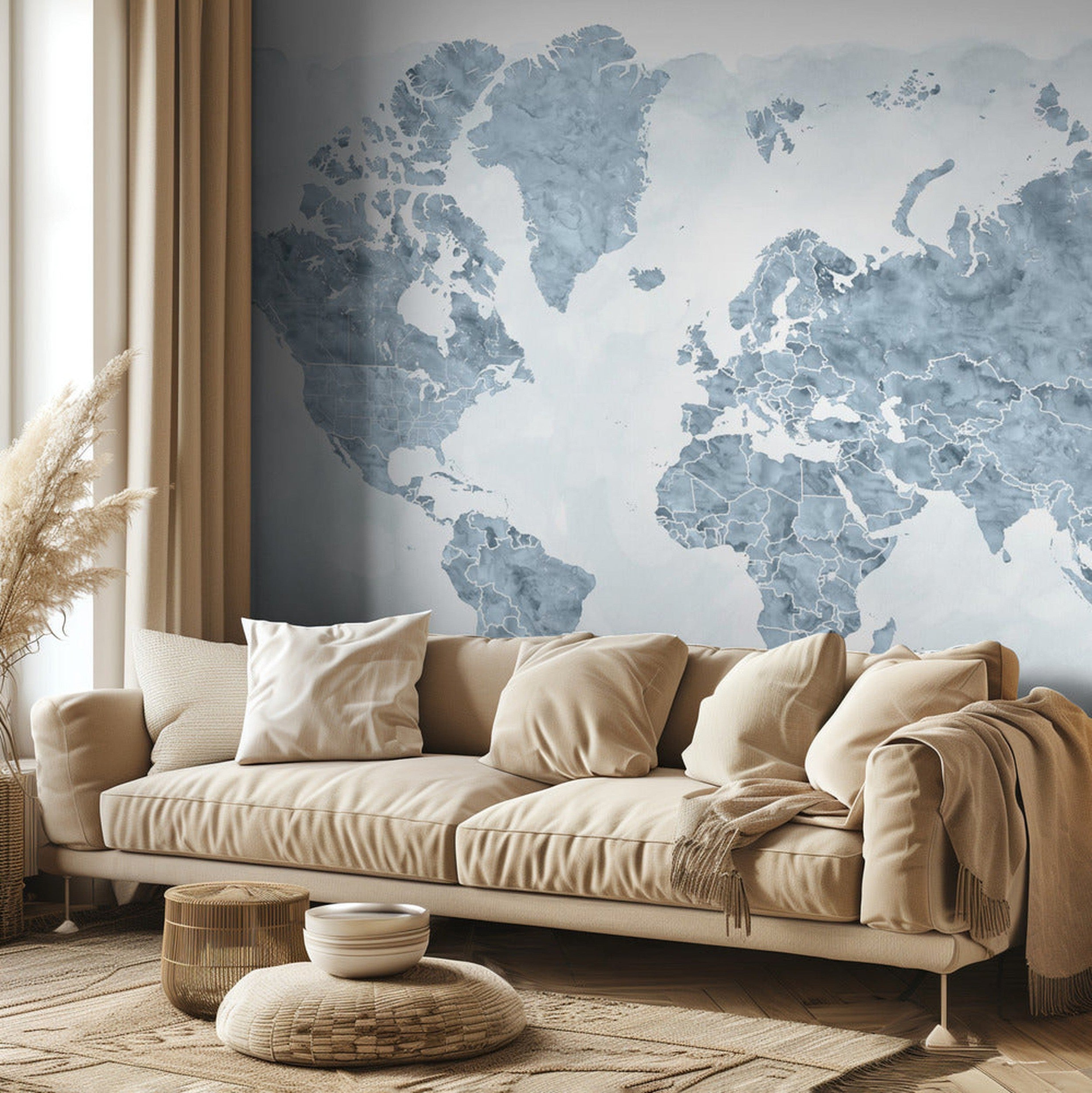 World map with outlined countries, Jacq