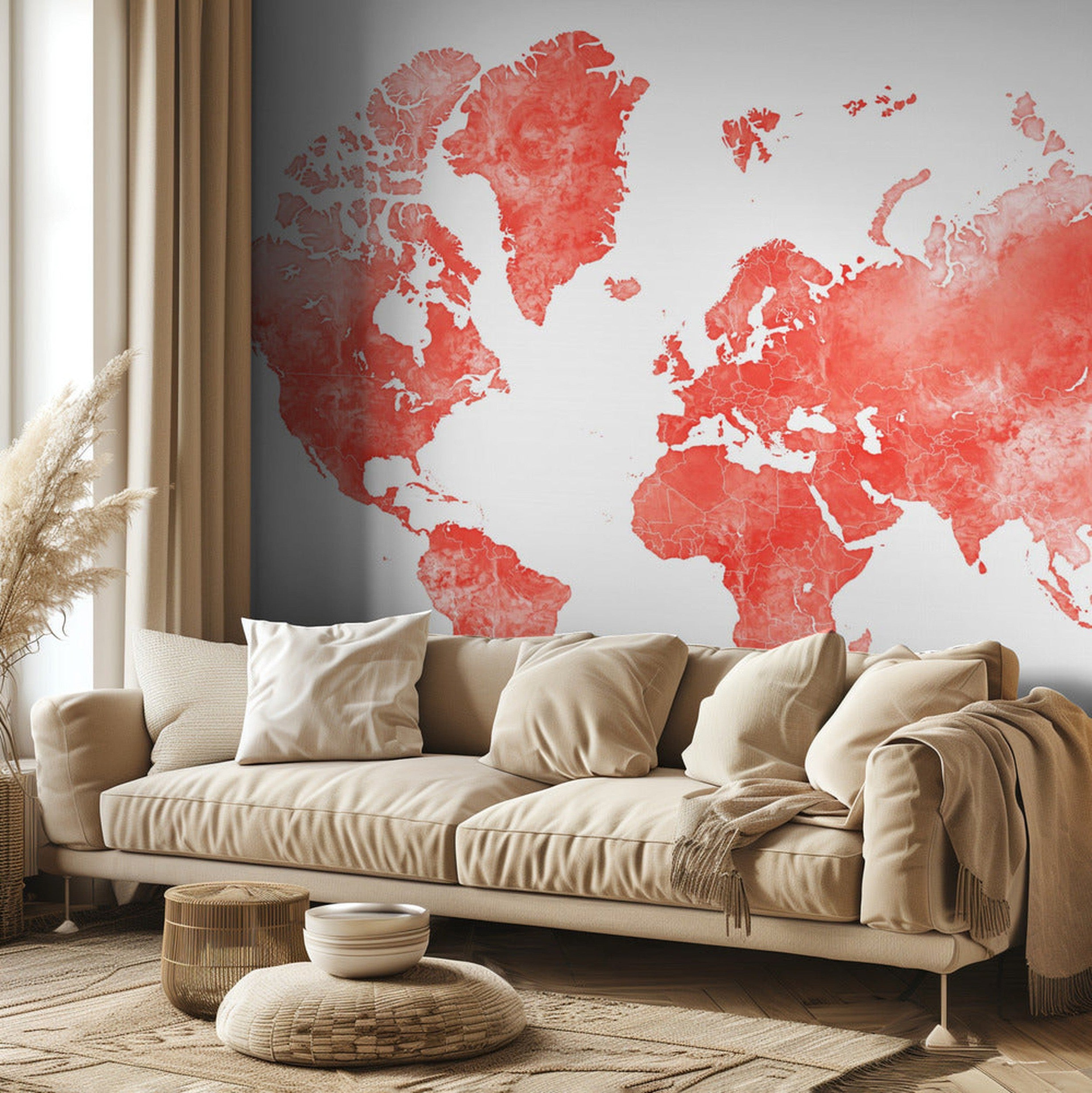 World map with outlined countries, Coralinah