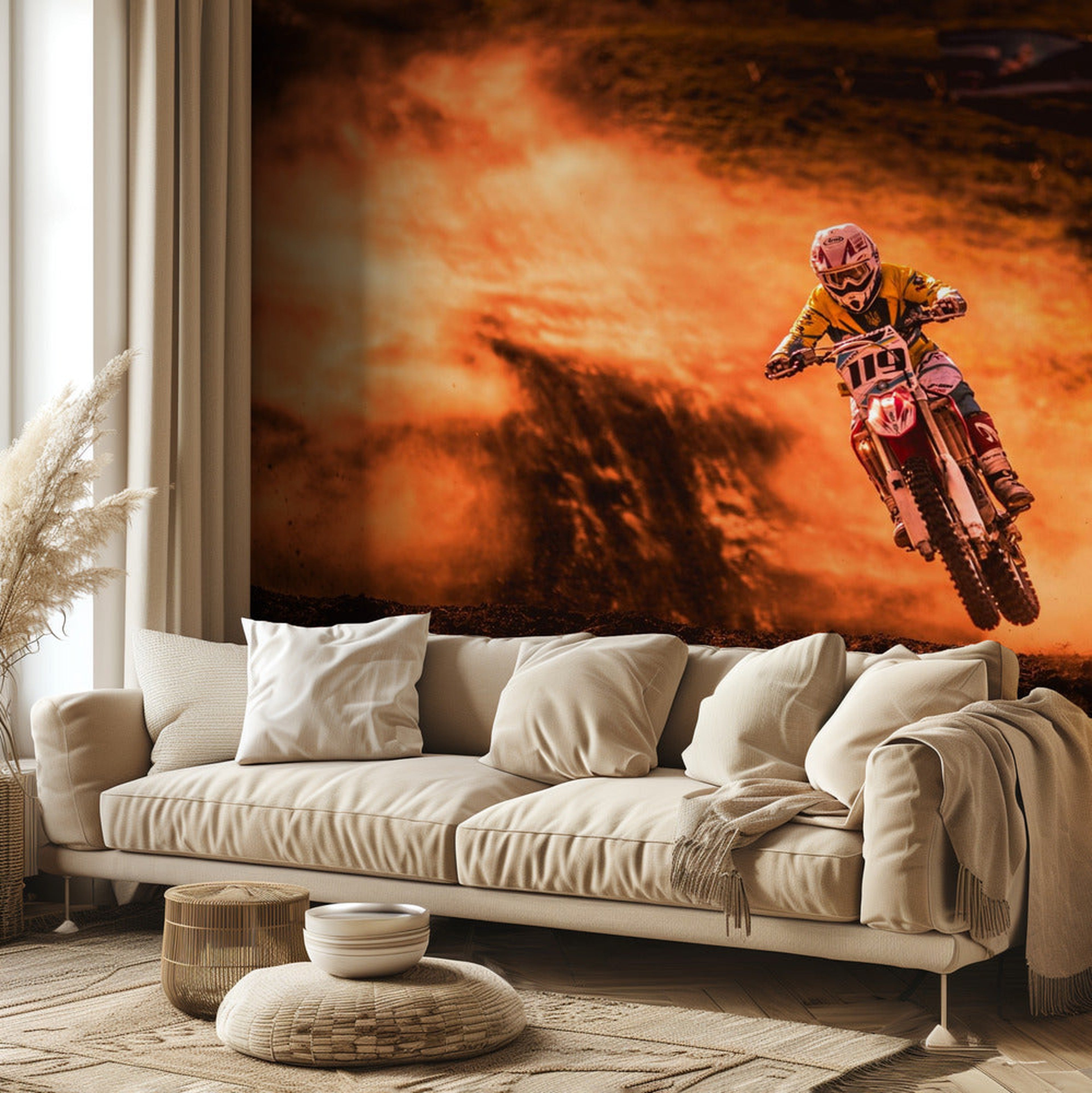 Above - Motocrossförare i spektakulärt hopp