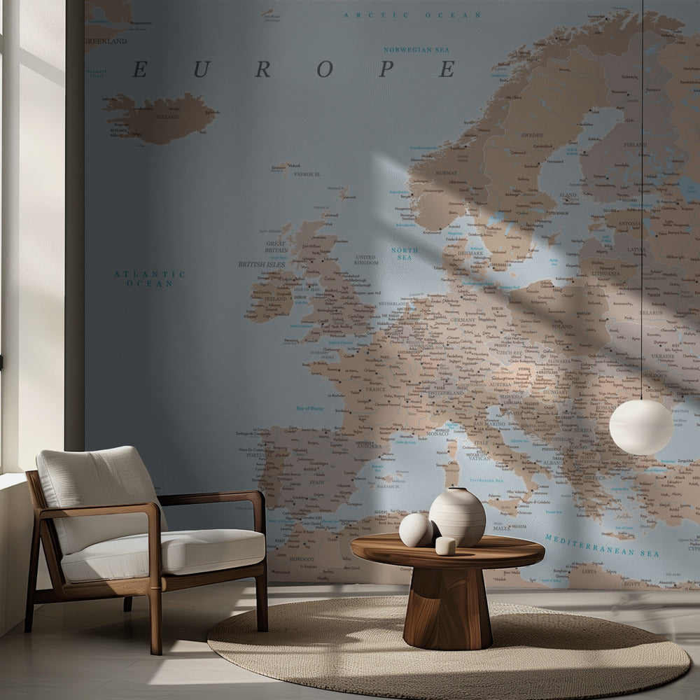 Neutral detailed map of Europe