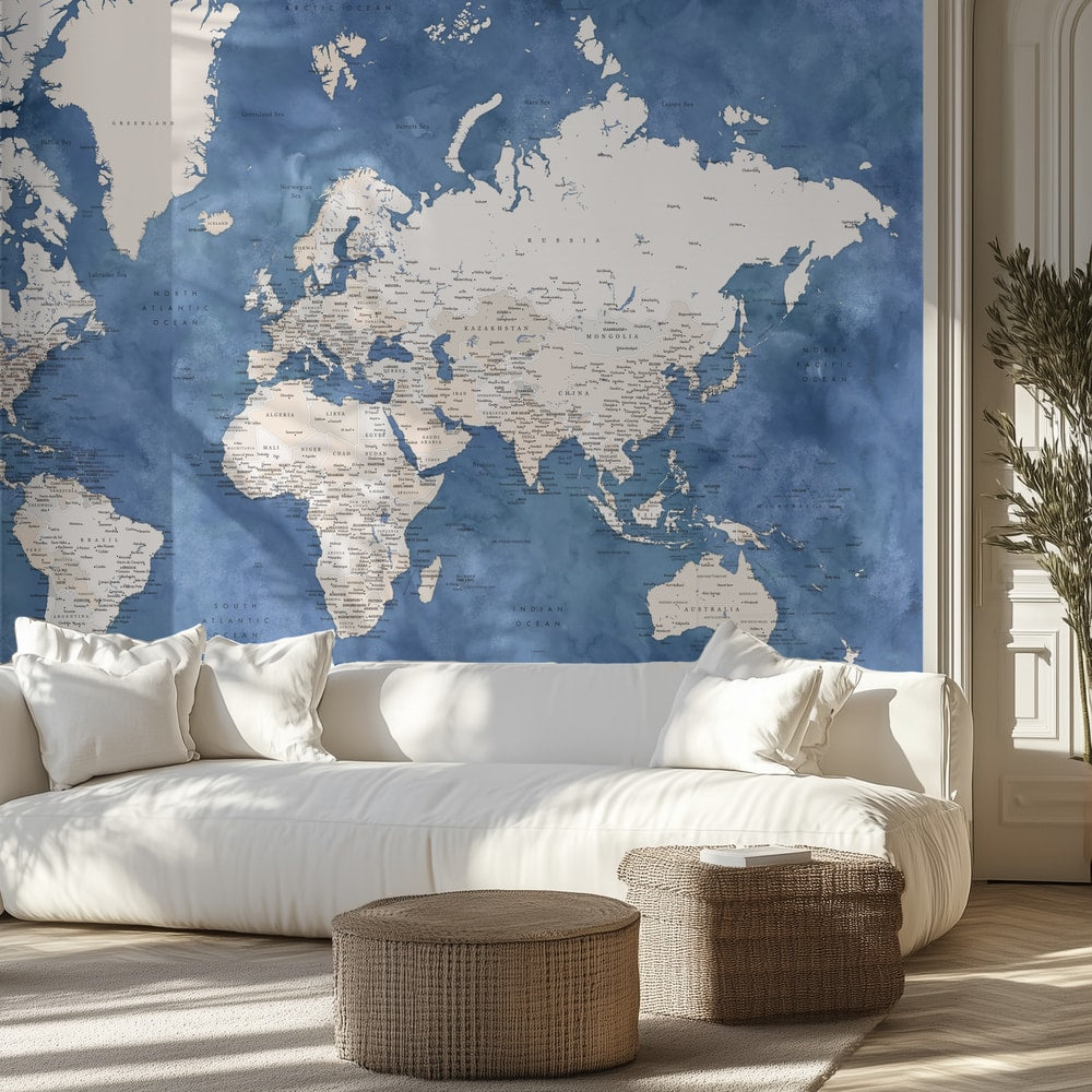 Textured Blue World Map