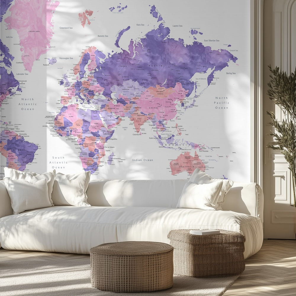 Pink Purple World Map