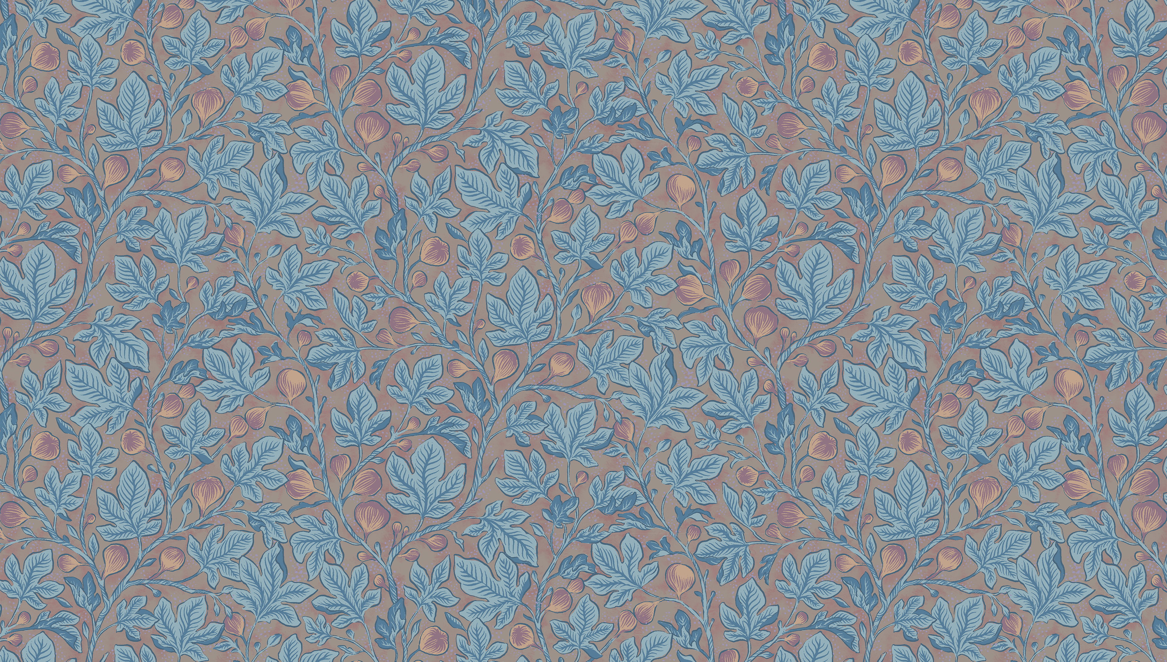 Fig Tree - Glow – Handmålad botanisk tapet med fikonträd