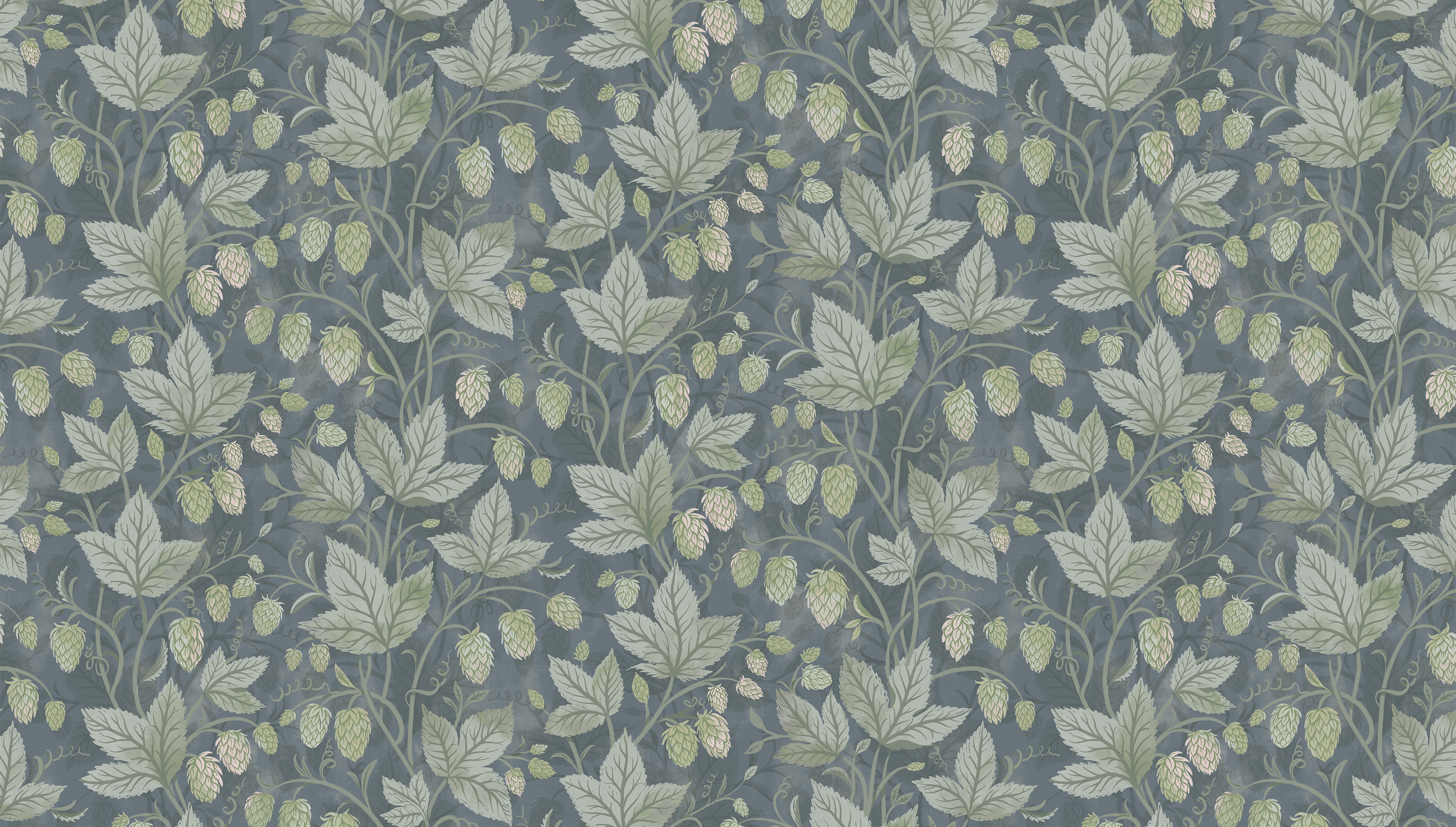 Reval Wallpaper Trailing Hops - Blue – Elegant botanisk tapet med humlerankor – högkvalitativ tapet för en personlig och h...