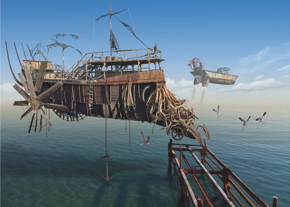 Flying Steampunk Ship