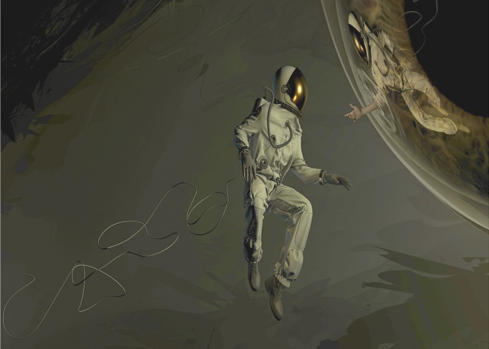 Astronaut's Ethereal Encounter