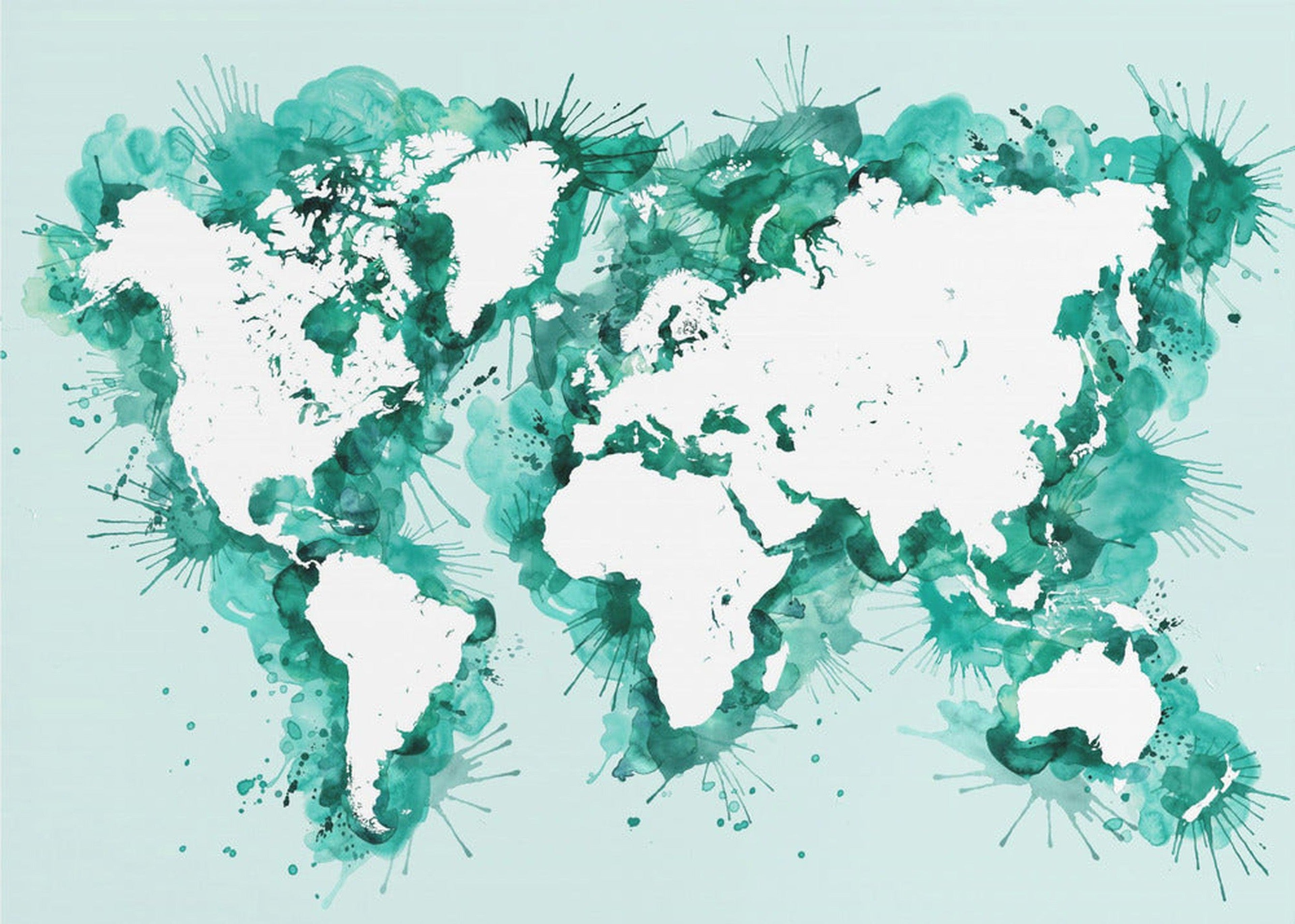 Teal strokes world map