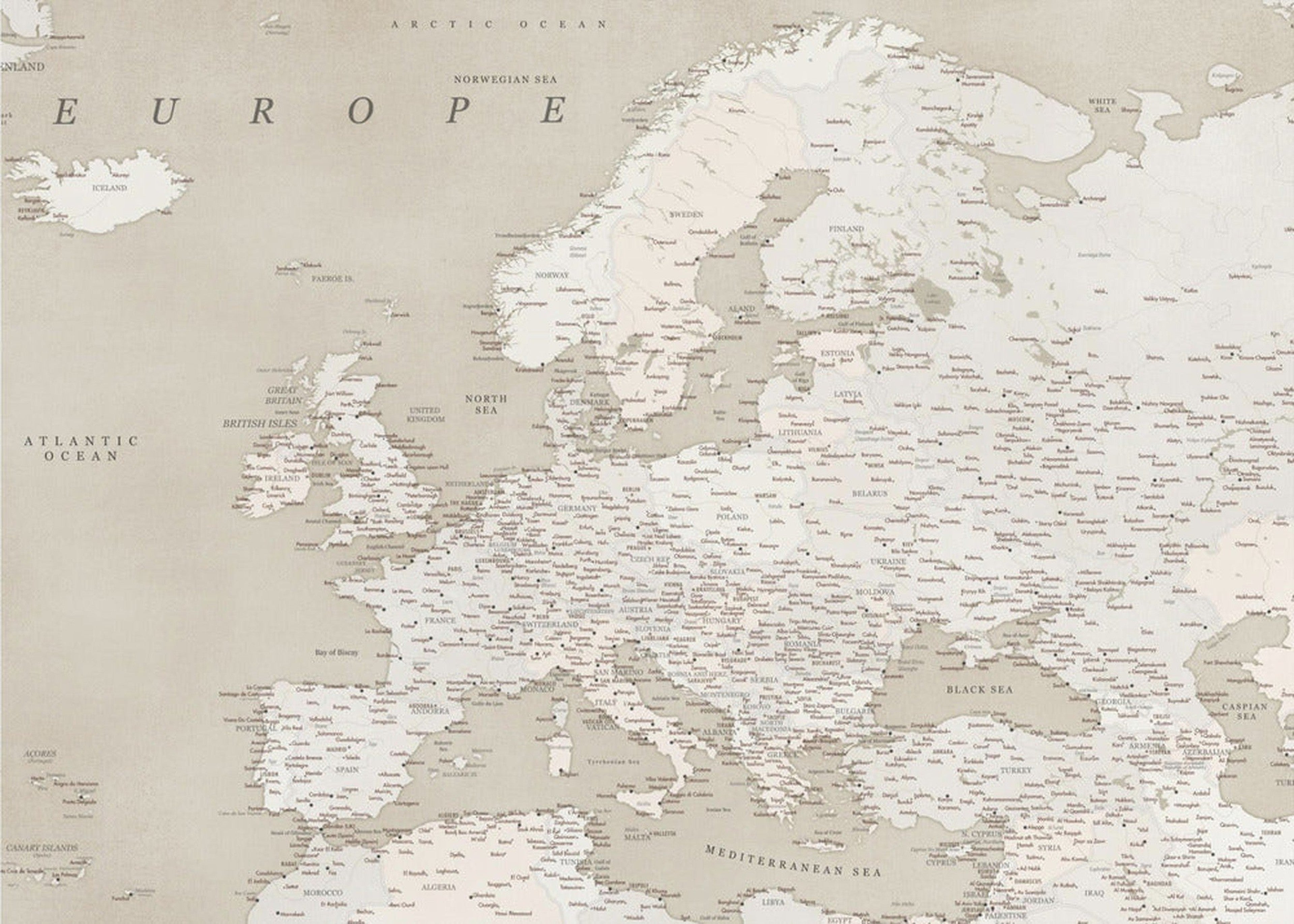 Vintage looking detailed map of Europe