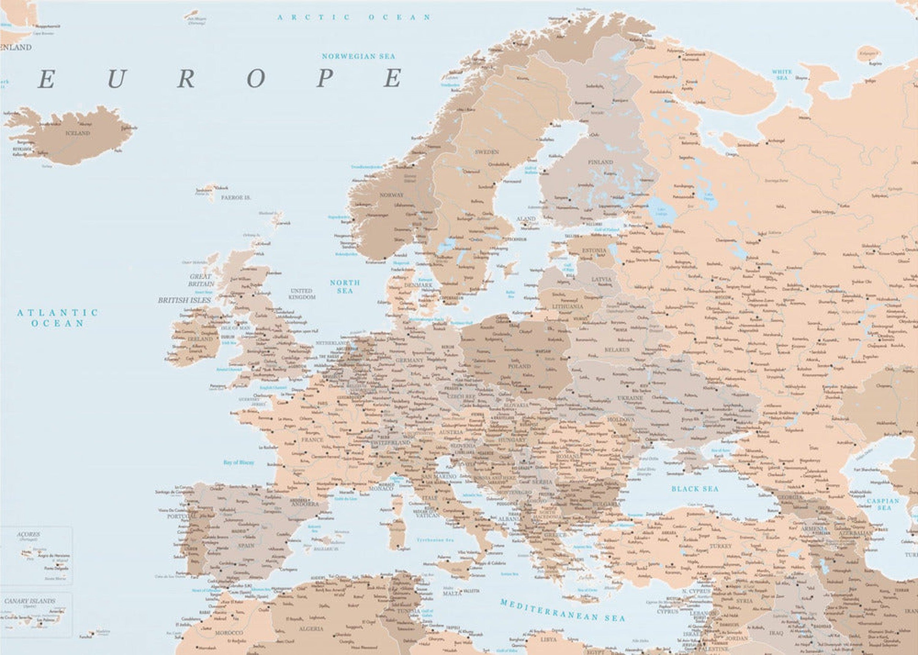 Neutral detailed map of Europe