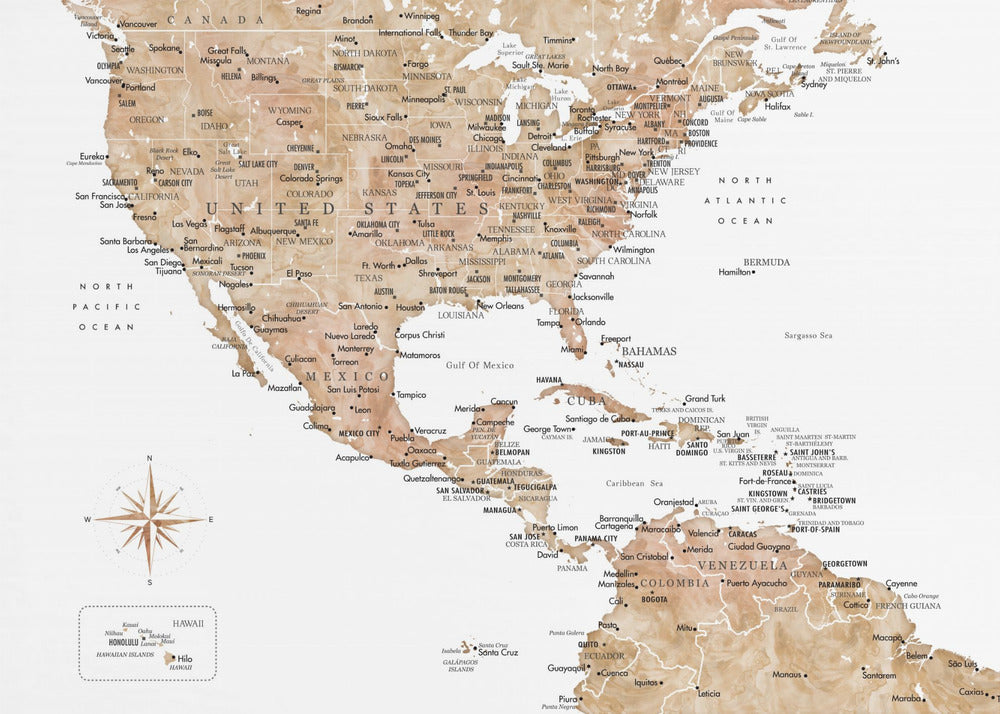 Neutral USA and the Caribbean sea map