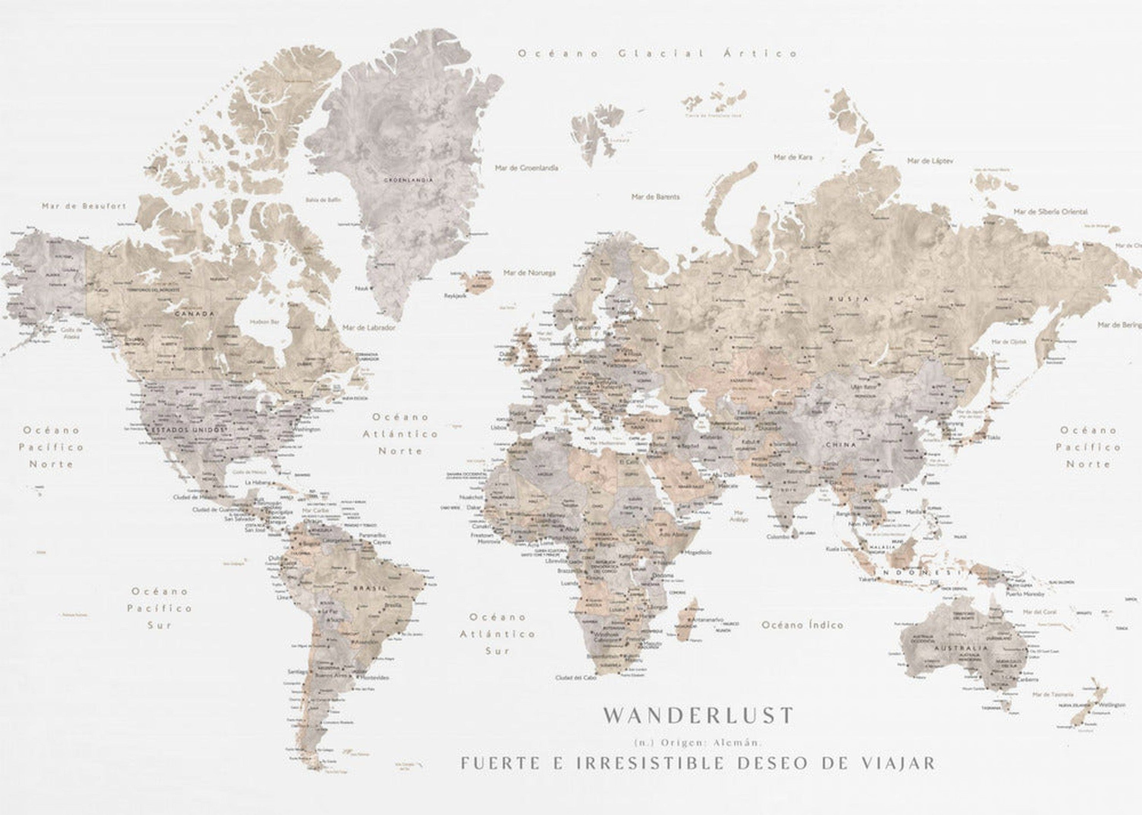 Wanderlust world map in spanish