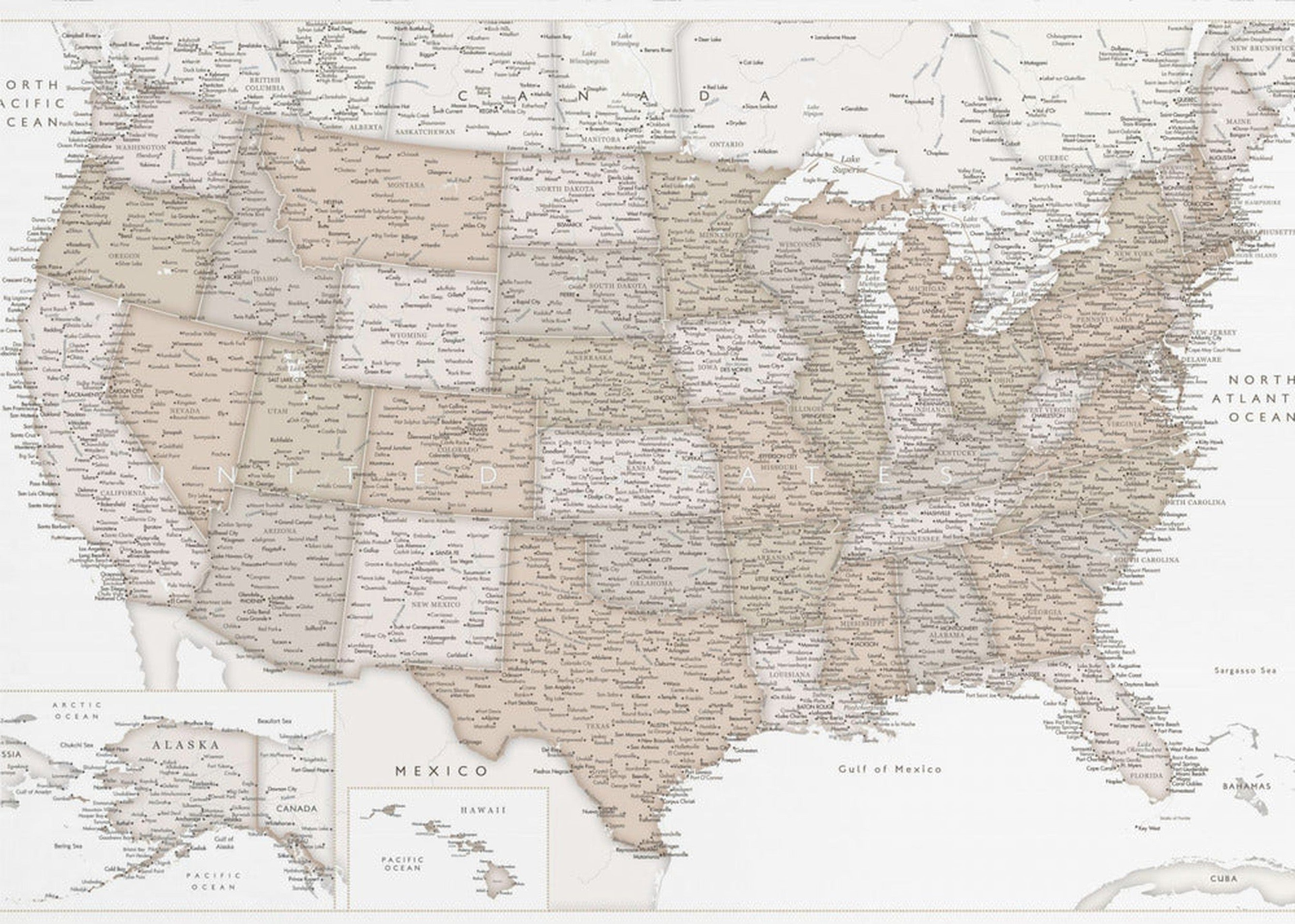 Highly detailed map of the United States, Louie - nostalgisk karta över USA