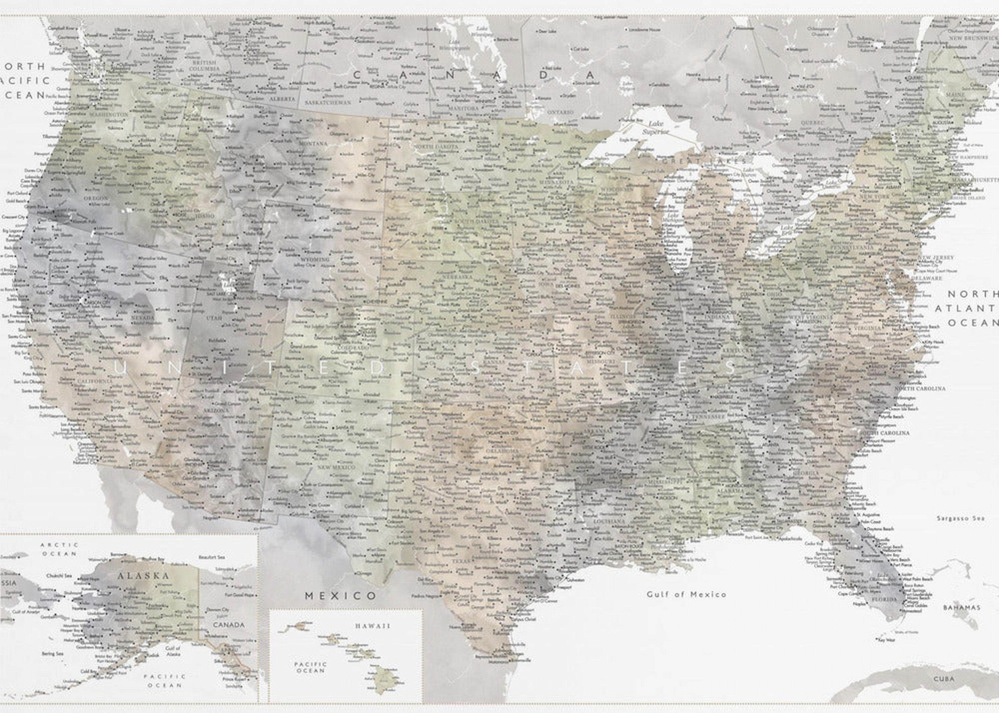 Highly detailed map of the United States, Habiki - geografisk precision