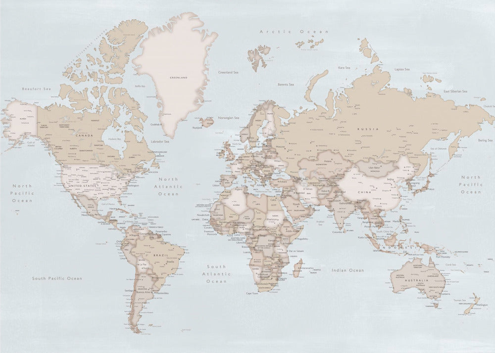 Rustic world map with cities, Renisha